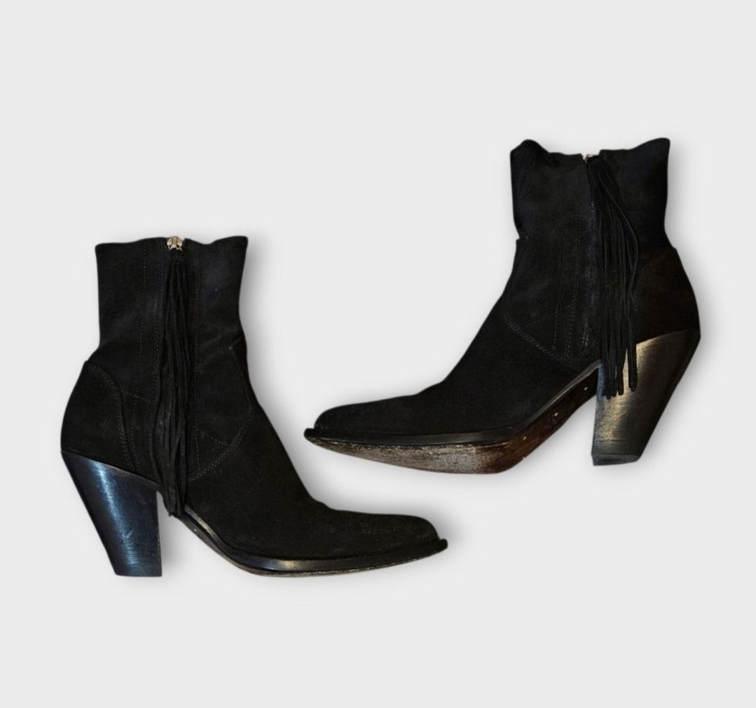 Golden Goose Golden Goose Nora Black Suede Western Ankle Boots Size US 7 / IT 37 - 3 Thumbnail