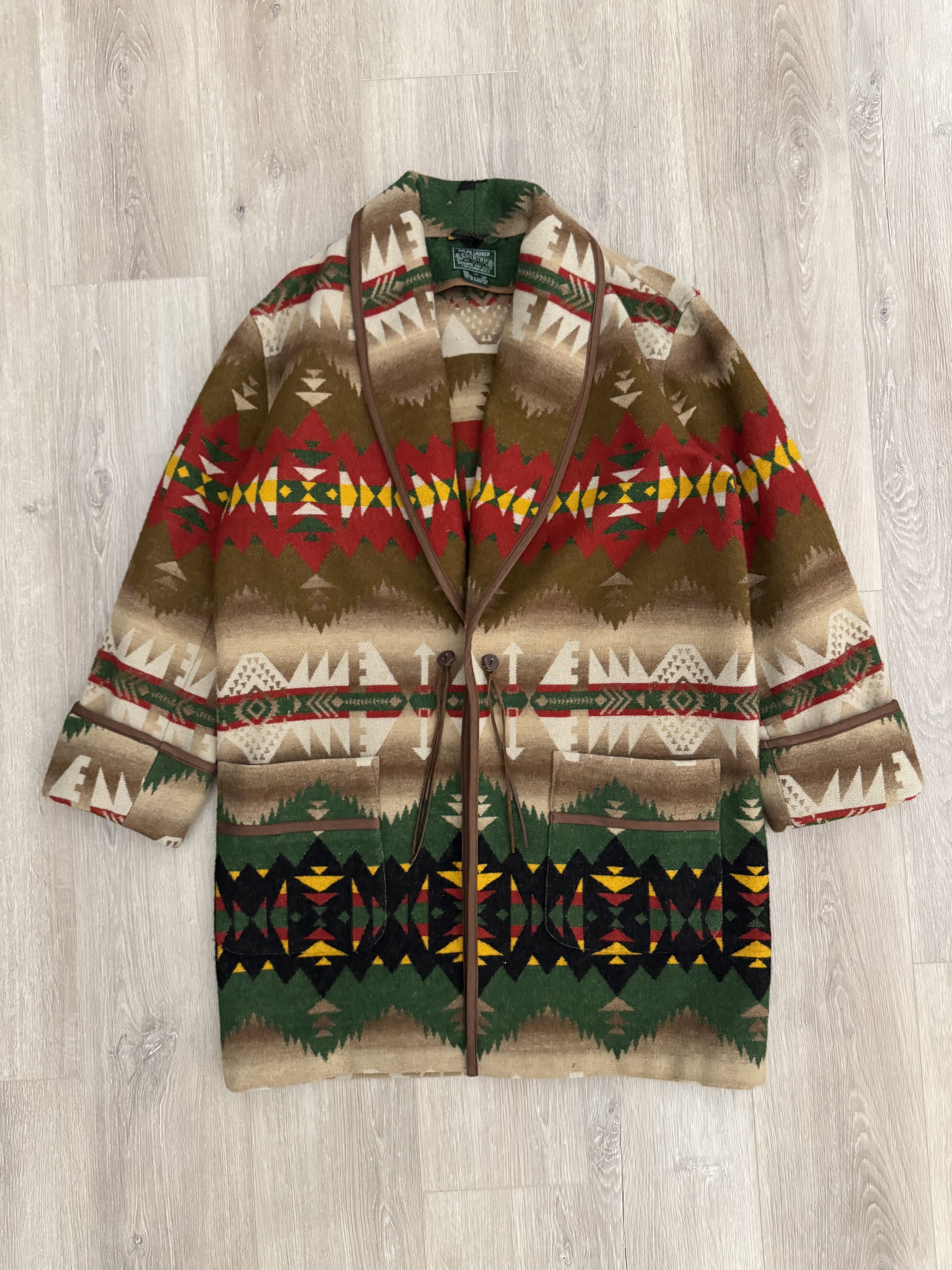 Polo Ralph Lauren Polo Country Aztec Robe Wool Blanket Coat Vintage Western Size US M / EU 48-50 / 2 - 1 Thumbnail
