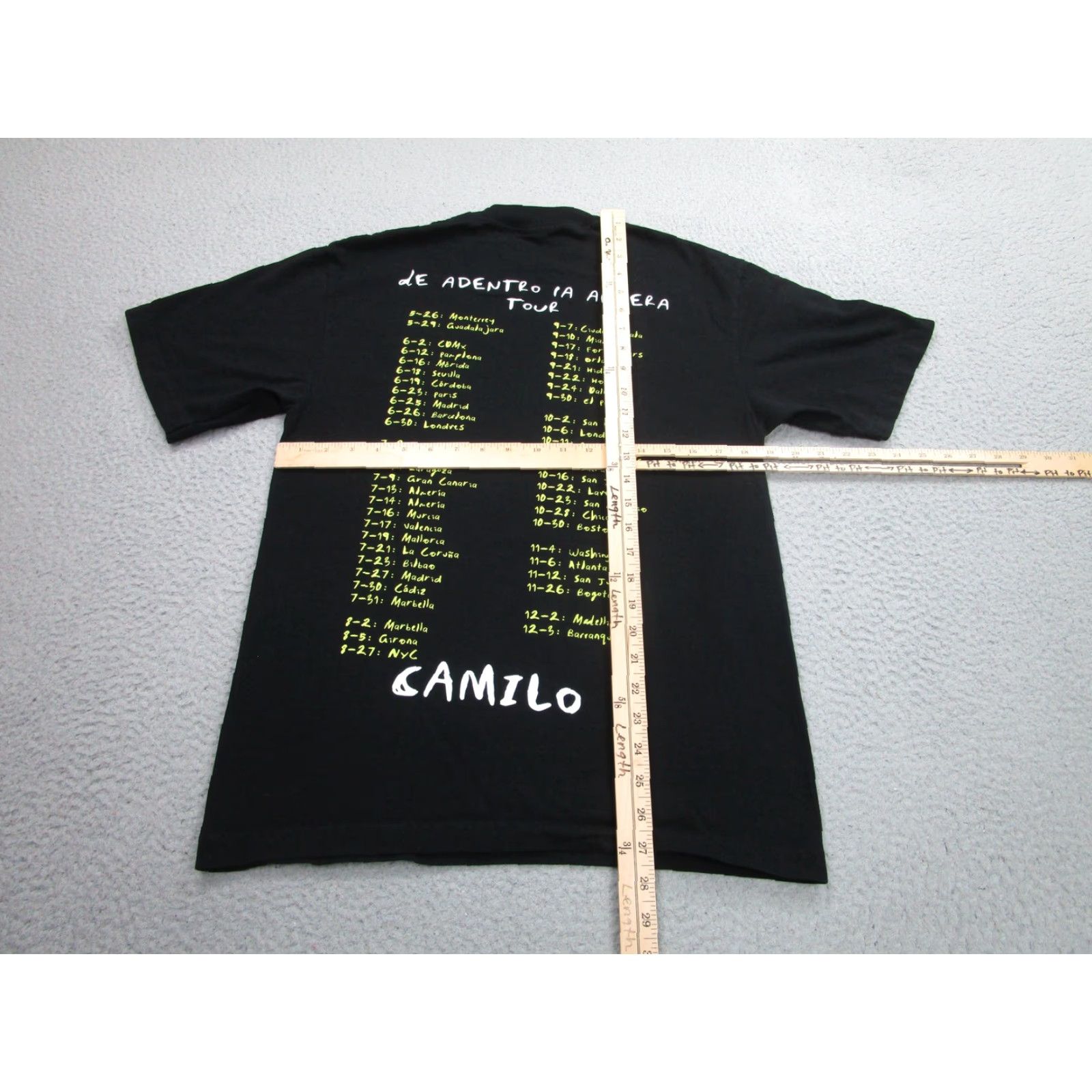 Vintage Camilo Tour Graphic Tee Black Mens Small Short Sleeve Concert Dates T-Shirt Size US S / EU 44-46 / 1 - 6 Thumbnail