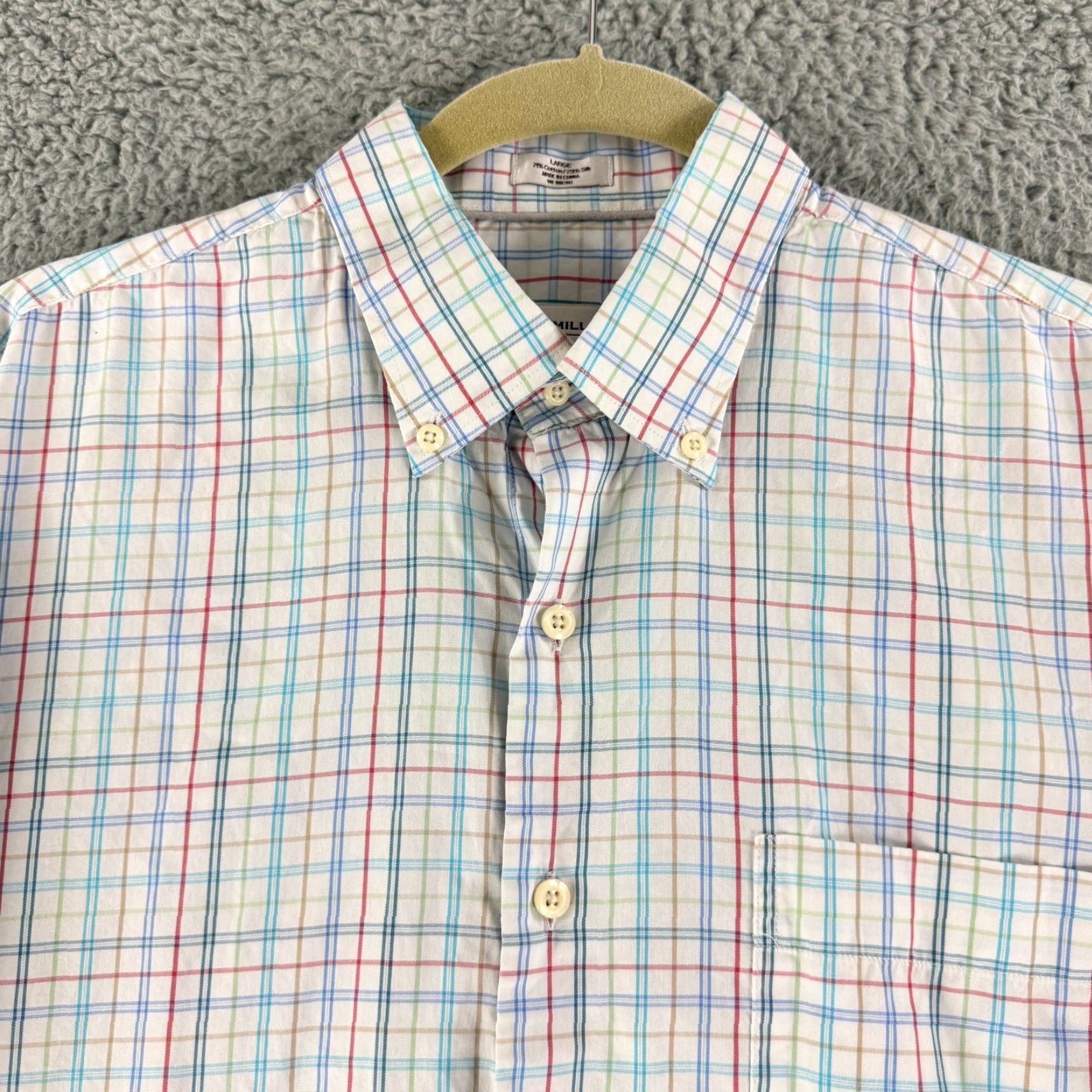 Peter Millar Peter Millar Crown Soft Button-Up Shirt Mens Large White Plaid Cotton Silk LS Size US L / EU 52-54 / 3 - 2 Thumbnail