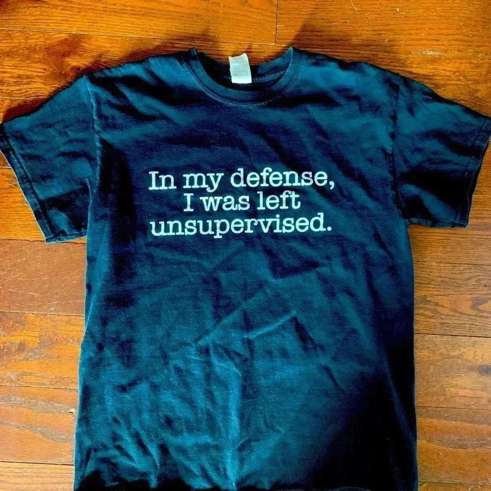 Gildan Funny Gildan Tee 'In My Defense, I Was Left Unsupervised' Size US M / EU 48-50 / 2 - 2 Thumbnail
