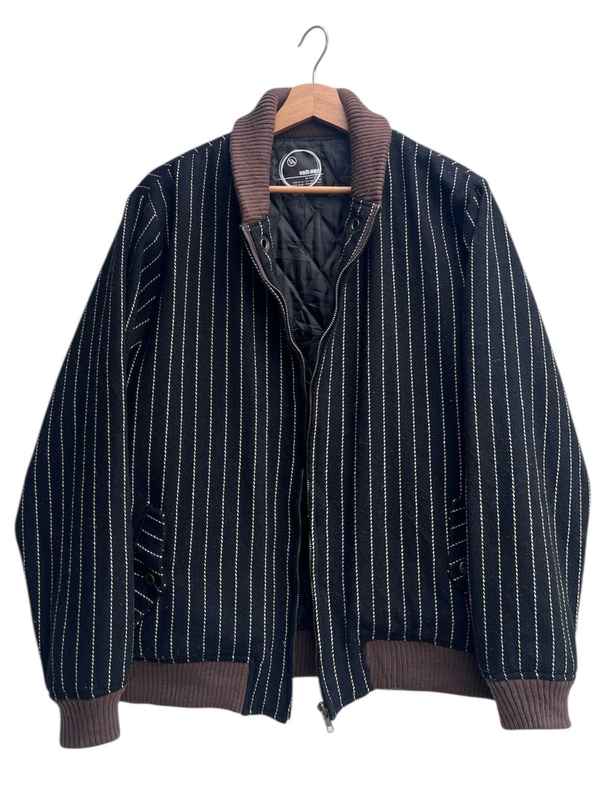 Japanese Brand volt:age Pinstripes Wool Bomber Jacket Size US M / EU 48-50 / 2 - 3 Thumbnail