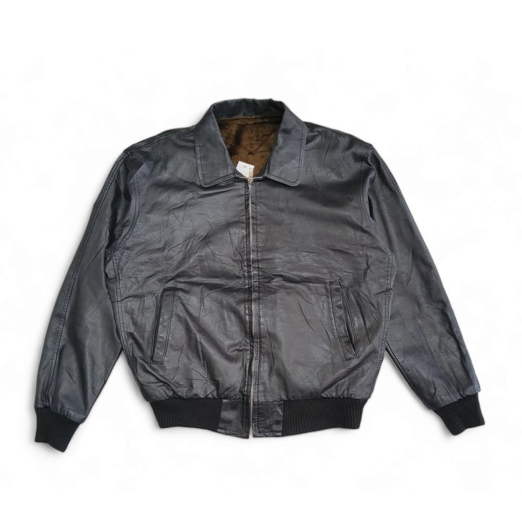 Vintage Vintage Japanese Bomber Fashion Black Leather Jacket Size US M / EU 48-50 / 2 - 1 Thumbnail