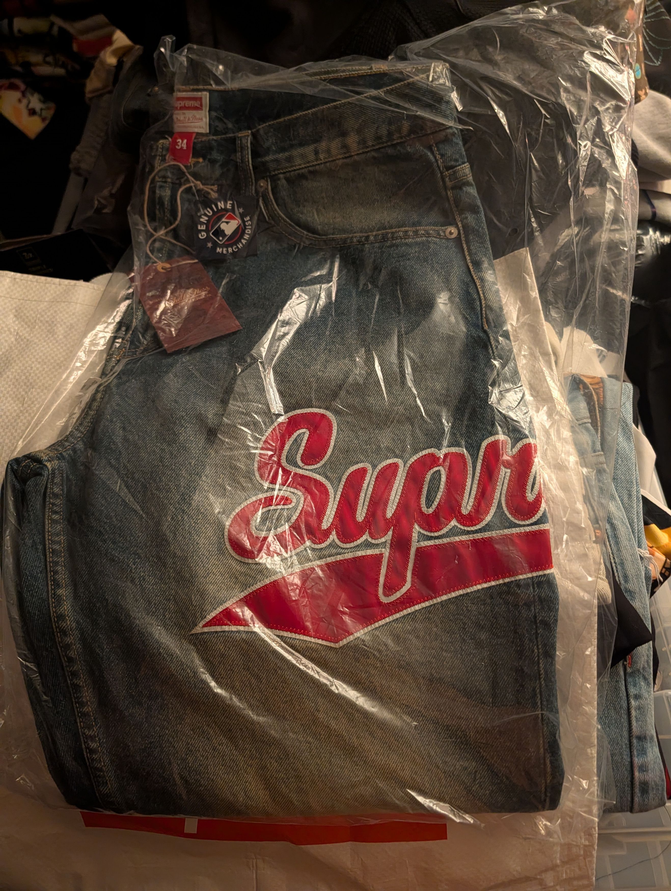 Supreme Atlanta Braves Mitchell & Ness Loose Denim Jeans 34
