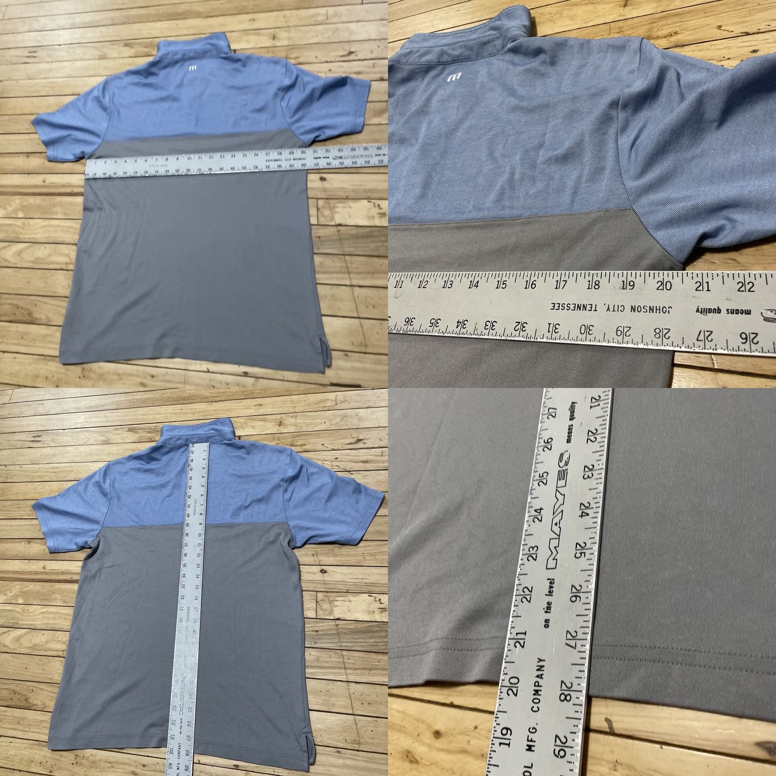TravisMathew Travis Mathew Polo Shirt Men M Blue Peru Pima Cotton Blend Striped Chambray Golf Shirt Size US M / EU 48-50 / 2 - 8 Thumbnail