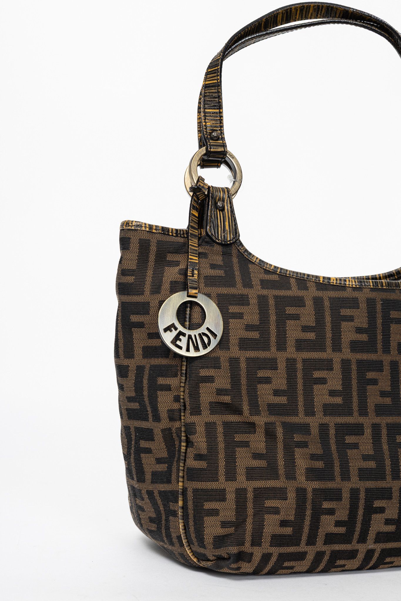 Fendi Fendi Chef Brown Zucca Canvas Leather-Trim Tote Size ONE SIZE - 8 Thumbnail