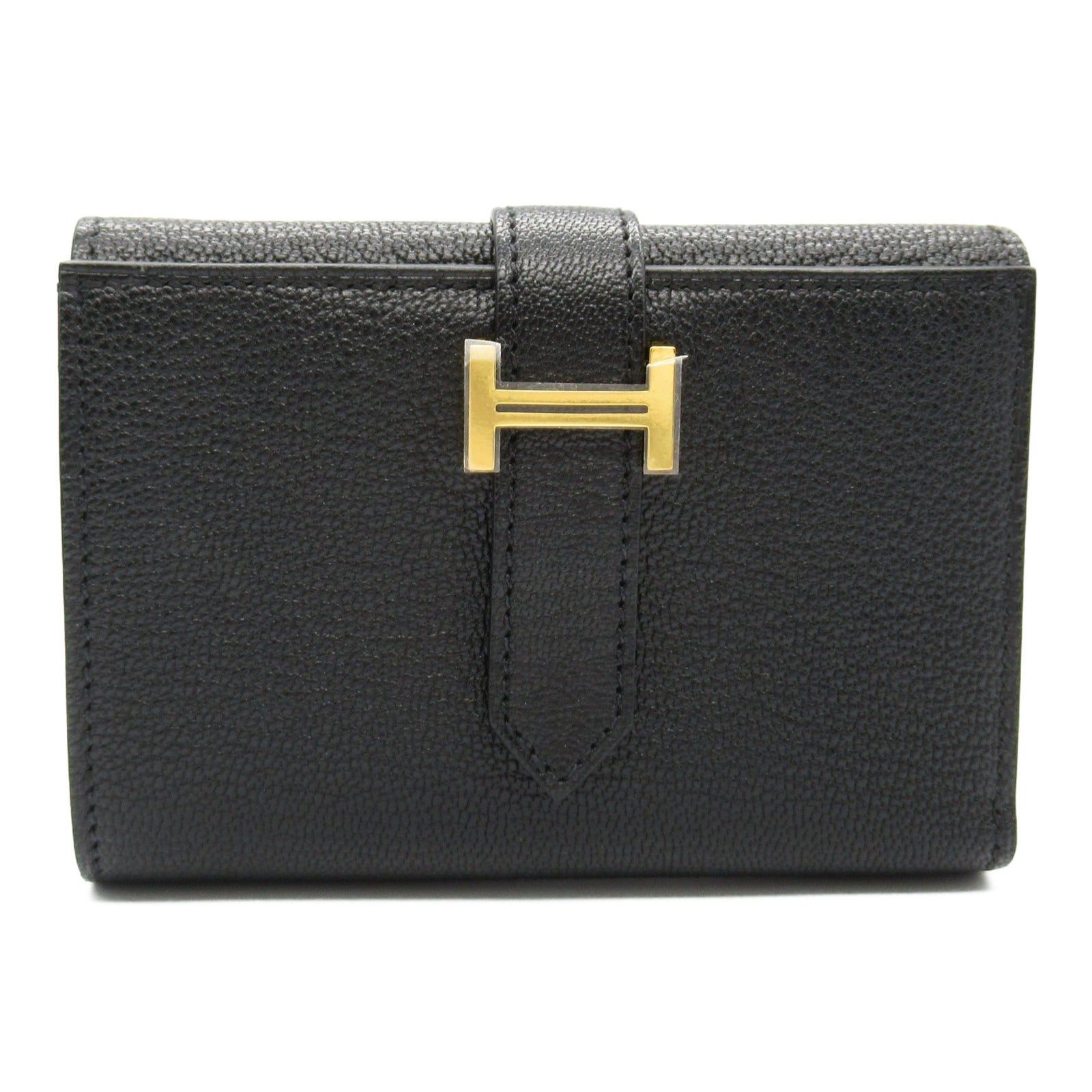 Hermes Hermes Bearn Combination Black Trifold Wallet Leather Chevre (Hermes) Gold Hardware B Stamp Size ONE SIZE - 1 Thumbnail