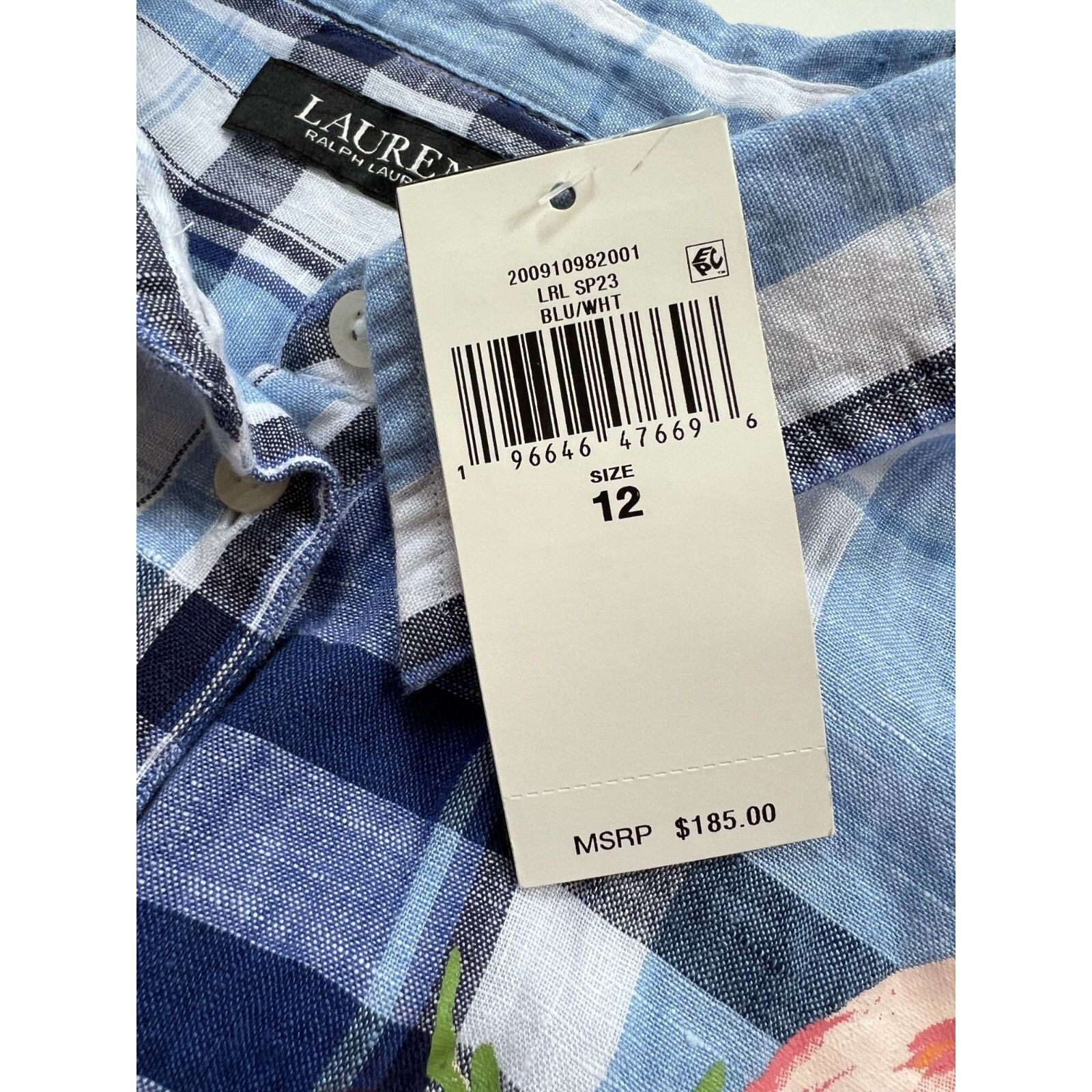 Lauren Ralph Lauren Ralph Lauren Floral & Plaid Linen Shirtdress Women's Size 12 Size XL / US 12-14 / IT 48-50 - 3 Thumbnail