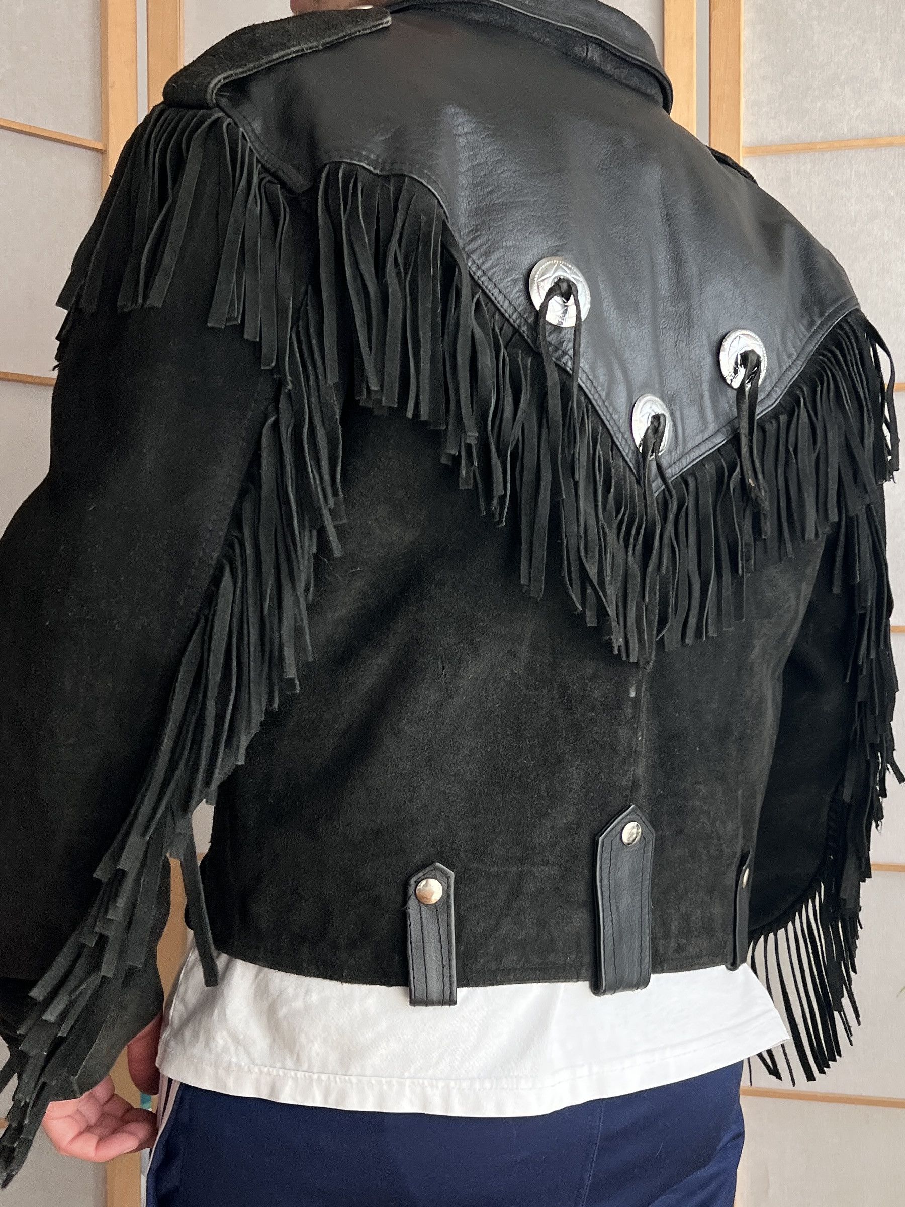 Other CRAZY Cowboy core vintage 90s cropped leather jacket bomber Size US L / EU 52-54 / 3 - 7 Thumbnail