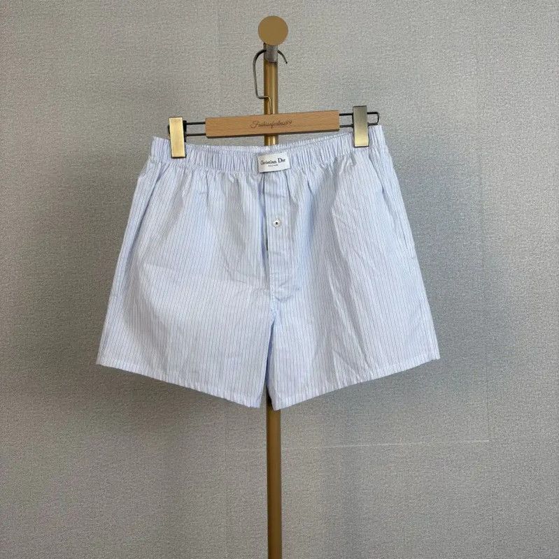 Dior Dior Summer Light Blue Cotton Striped Shorts 0089 Size 23" - 1 Thumbnail