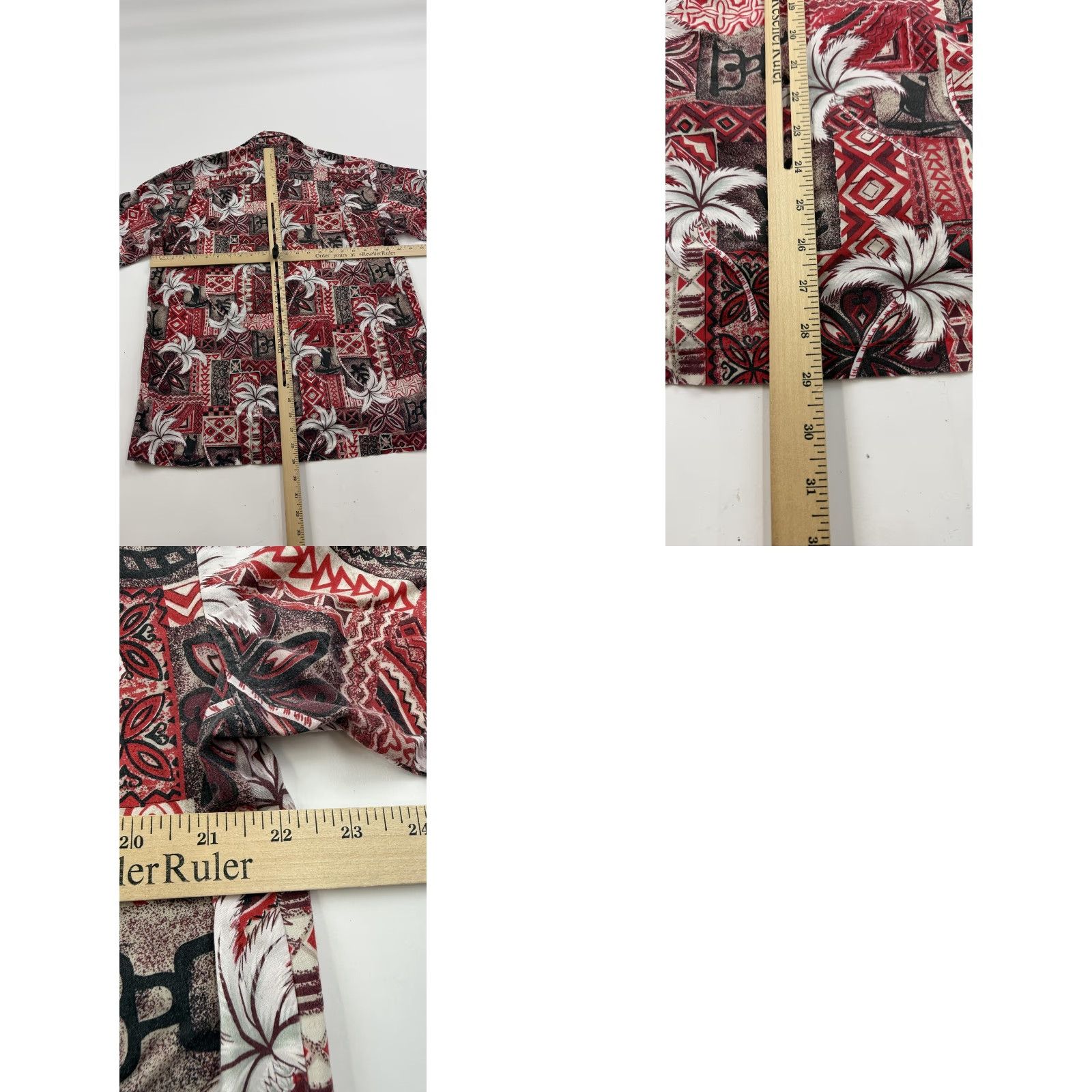 ALOHAS VINTAGE Winnie Fashion Hawaiian Shirt Mens Large Red Black Aloha Tapa Made in Hawaii Size US L / EU 52-54 / 3 - 8 Thumbnail