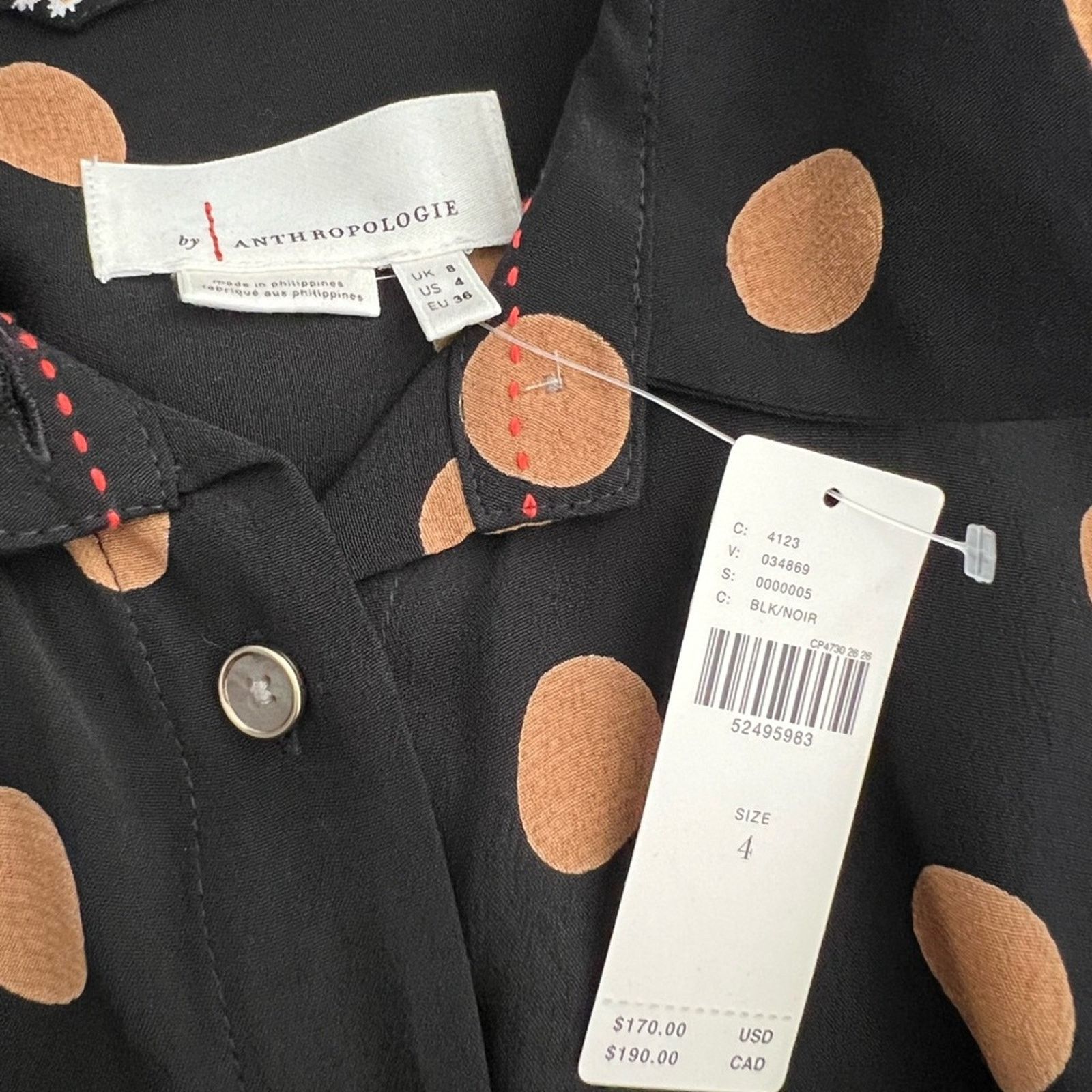 Anthropologie NWT Anthropologie Loveland Wide-Leg Jumpsuit Polka Dots 4 Size 27" / US 4 / IT 40 - 9 Thumbnail