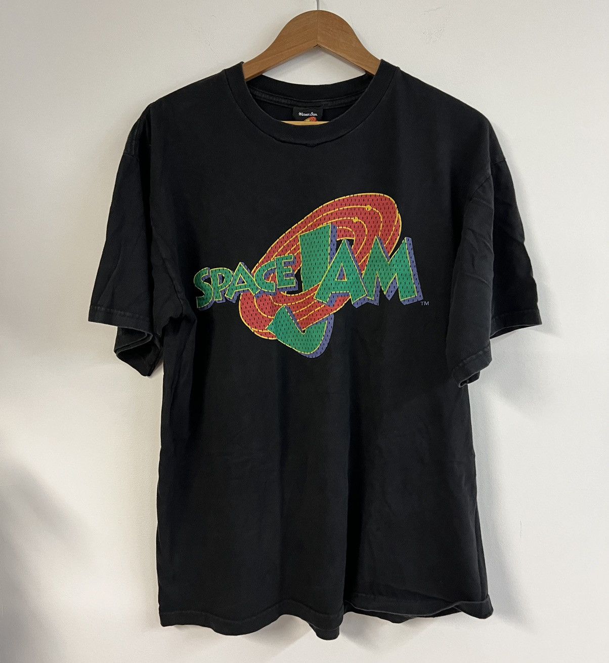 Image of Made In USA x Movie Vintage 1996 Space Jam Get Ready To Jam Movie Promo T-Shirt in Black (Size XL)