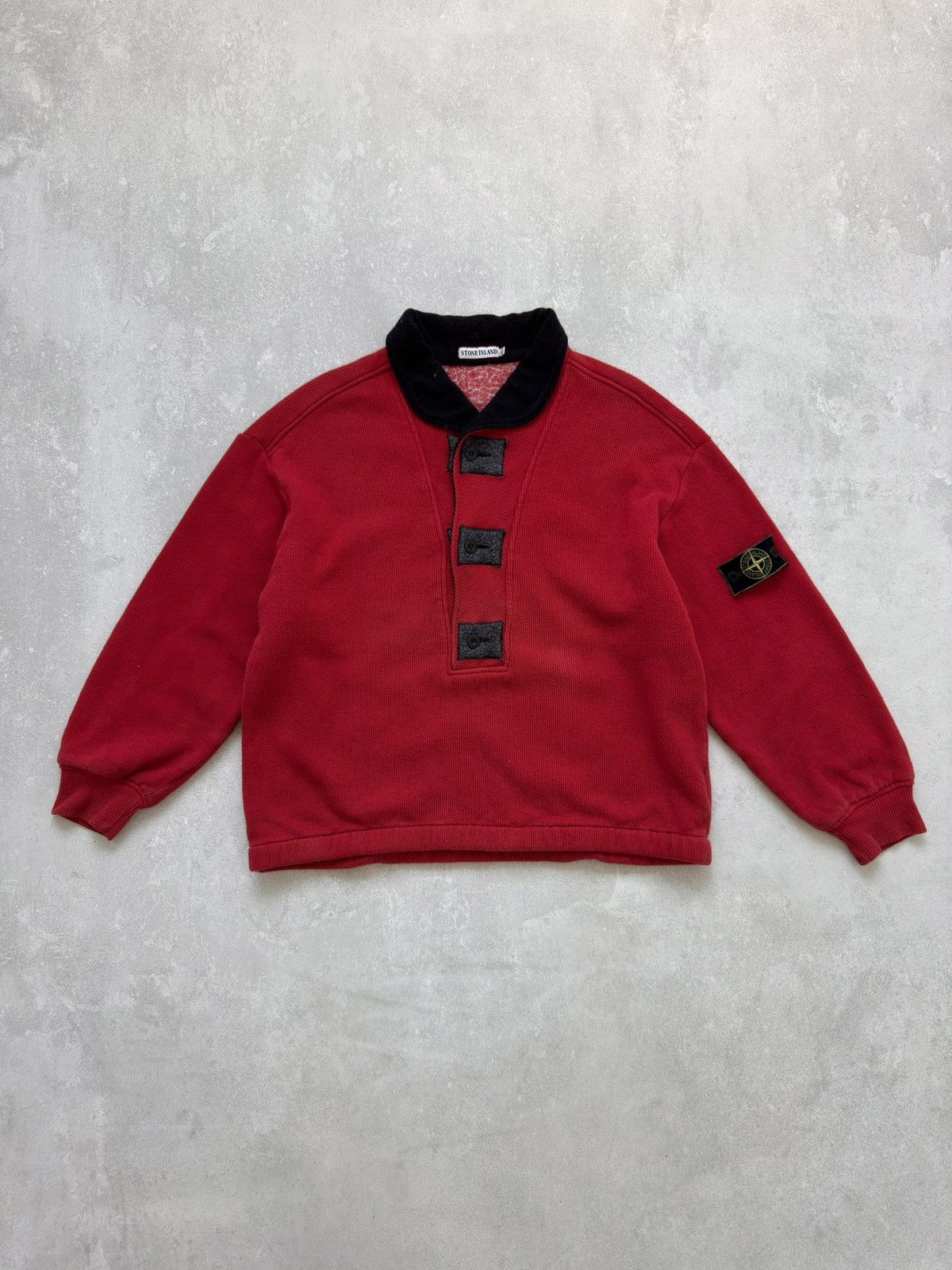 Vintage Stone Island 85AW Jumper Ribbed Fleece Red Liner 85s