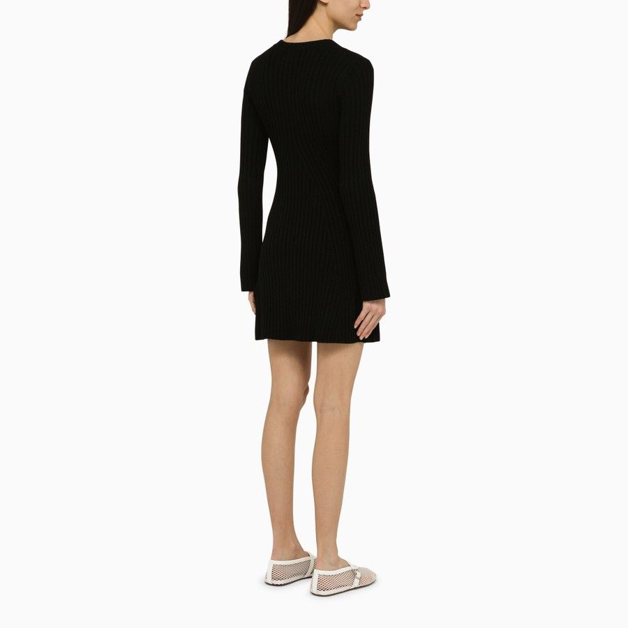 Loulou de Saison o1d2blof0824 Ribbed Silk Blend Mini Dress in Black Size L / US 10 / IT 46 - 3 Thumbnail