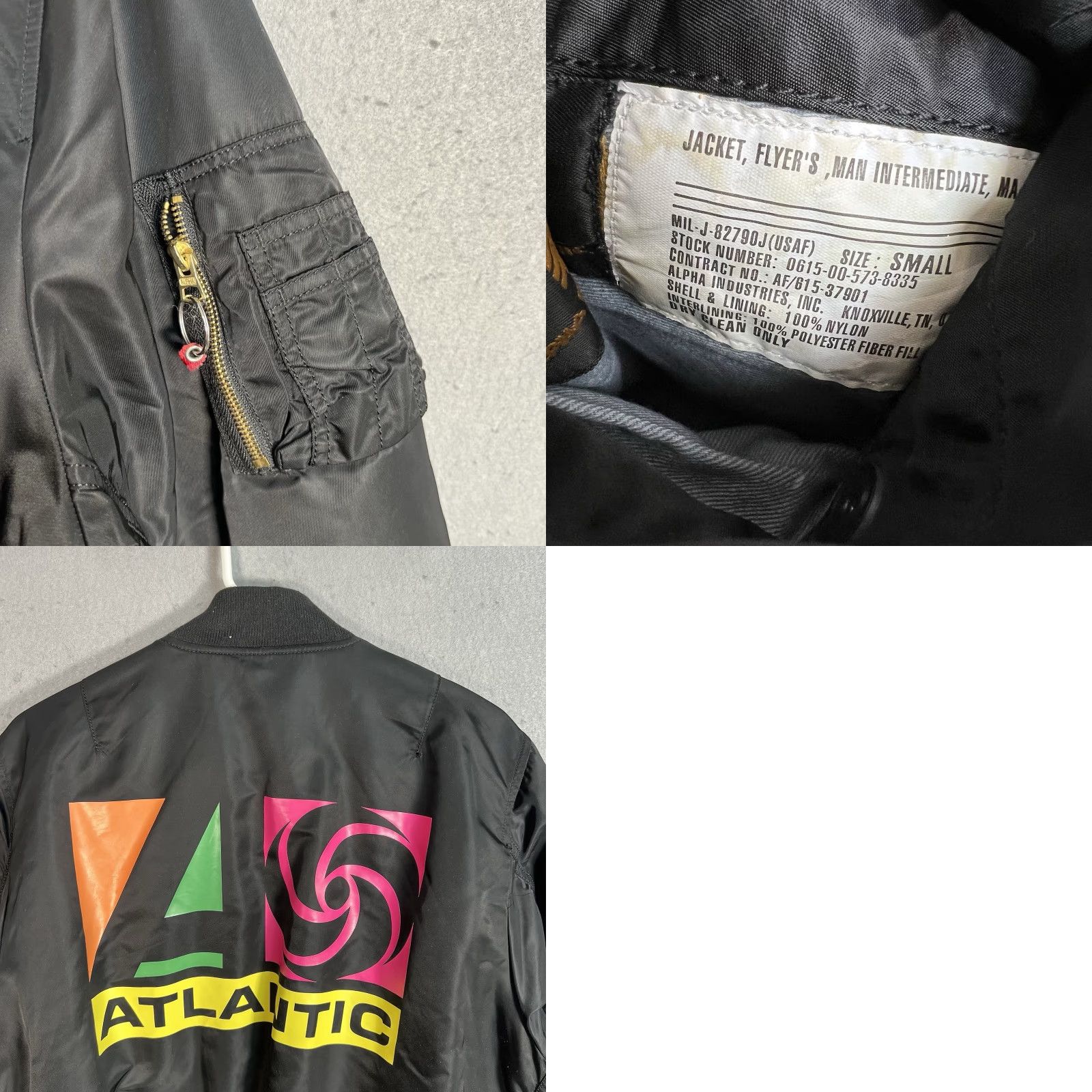 Alpha Industries VINTAGE Alpha Industries Atlantic Records Bomber Jacket Mens Small Black Full Zip Size US S / EU 44-46 / 1 - 8 Thumbnail