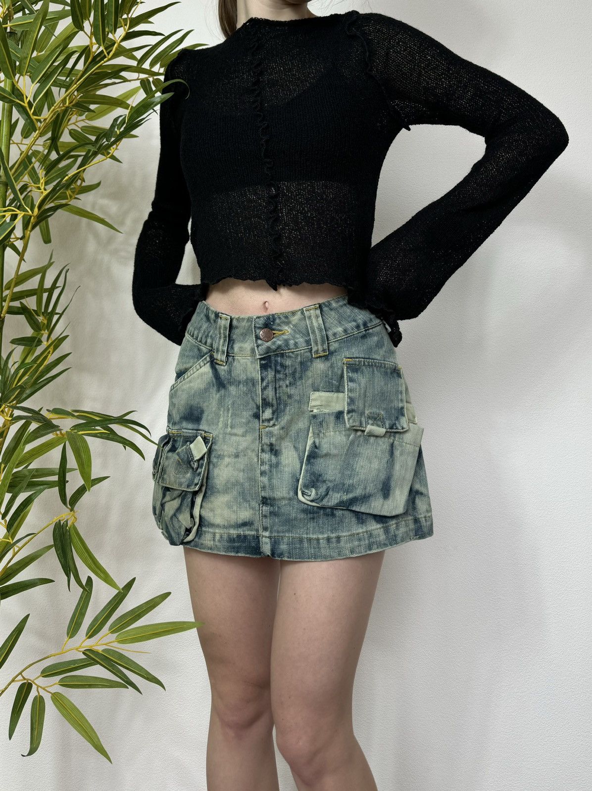 JEANS MULTIPOCKET CARGO MINI SKIRT