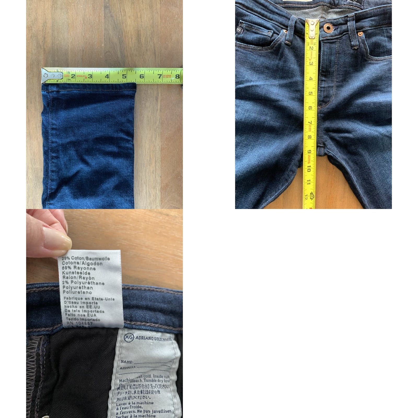 Vintage AG Adriano Goldschmied Jeans Womens 27R Skinny Slim Blue Denim 5-Pocket Inseam 29 in - Retro City Punk USA Logo Rise Mid - Regular Size XS- XXL Size 26" / US 2 / IT 38 - 8 Thumbnail