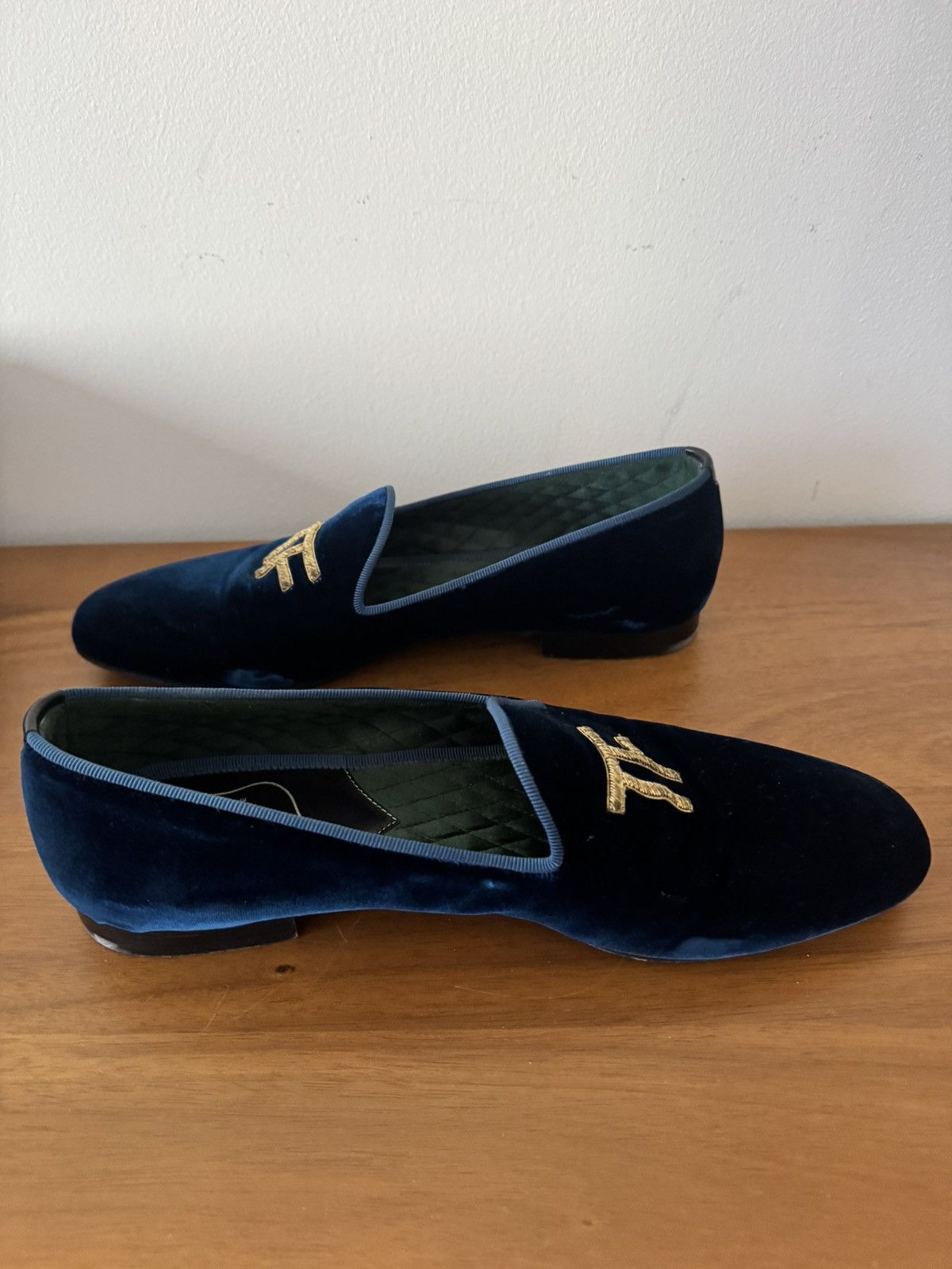 Tom Ford Tom Ford Navy Velvet TF Monogram Smoking Slippers Loafers Size US 10 / EU 43 - 7 Thumbnail