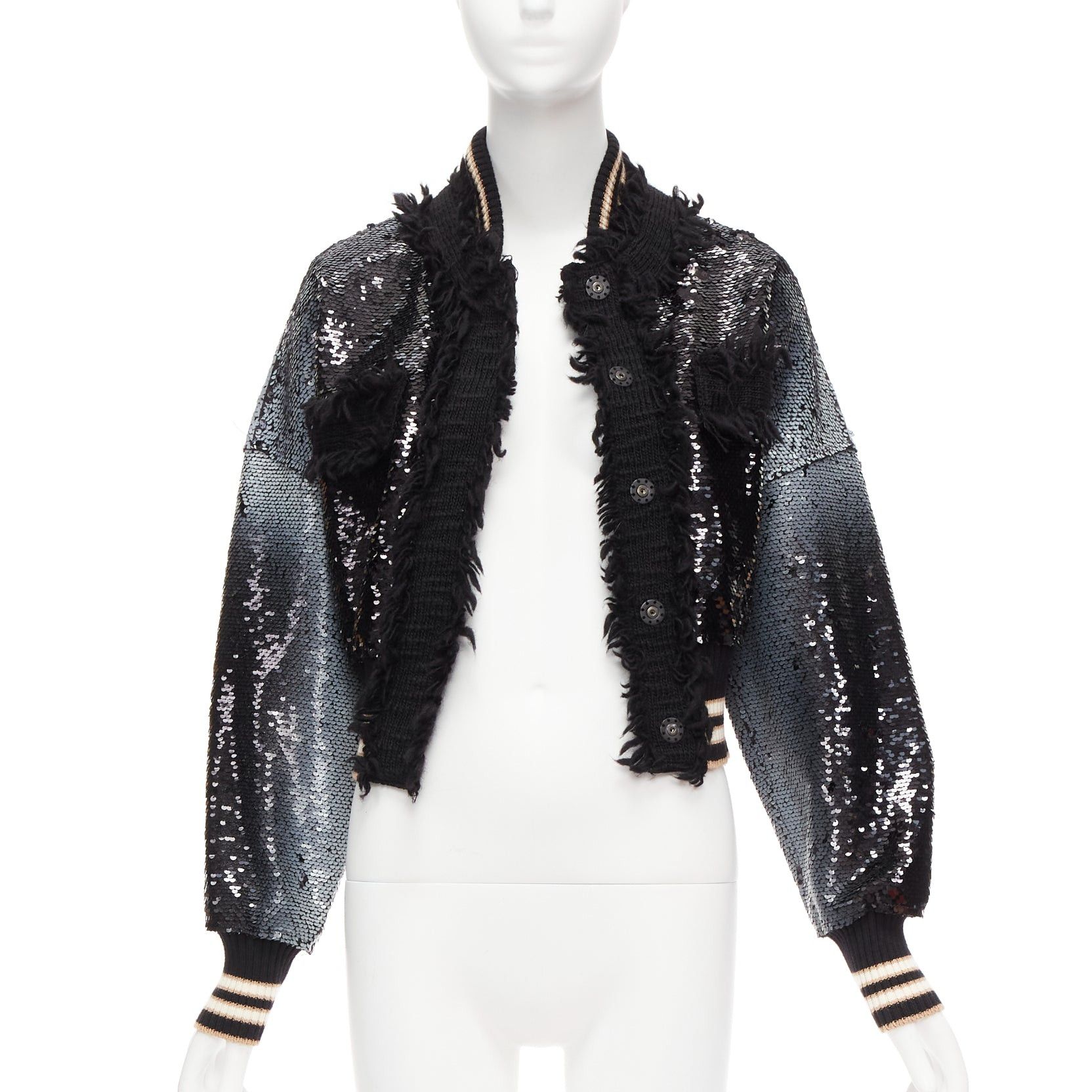 Other AVIU black white spray paint effect sequins cropped bomber jacket IT38 Size XS / US 0-2 / IT 36-38 - 1 Thumbnail