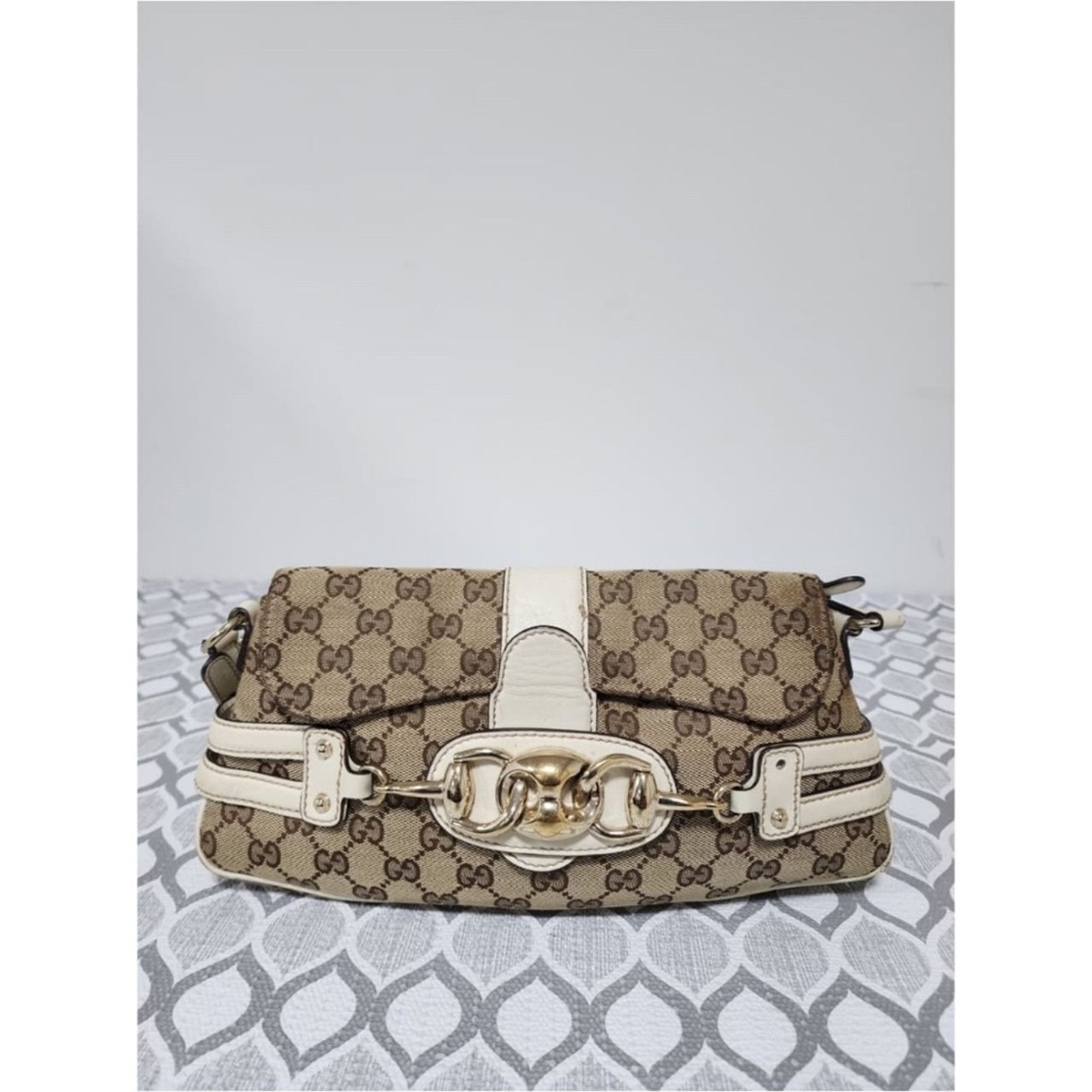 Gucci Aut Gucci Horsebit Chain Flap Shoulder Bag Brown/Beige/Cream Size ONE SIZE - 11 Thumbnail