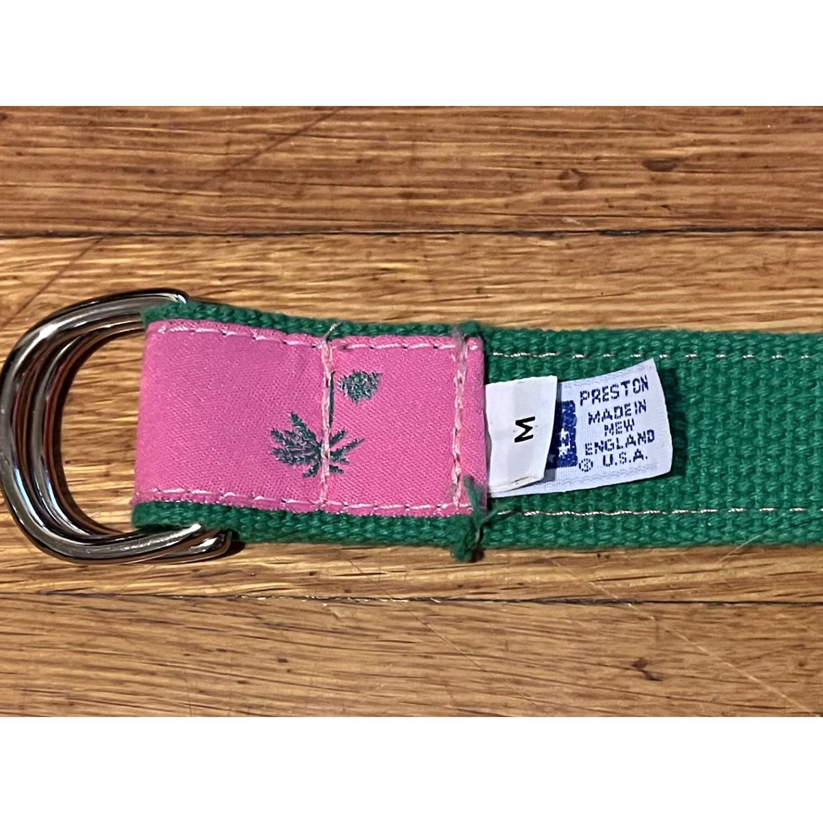 Vintage Preston Palm Tree Canvas Belt Women’s Medium Pink Green Geometric Aloha Beach Hawaiian Palm Size ONE SIZE - 5 Thumbnail