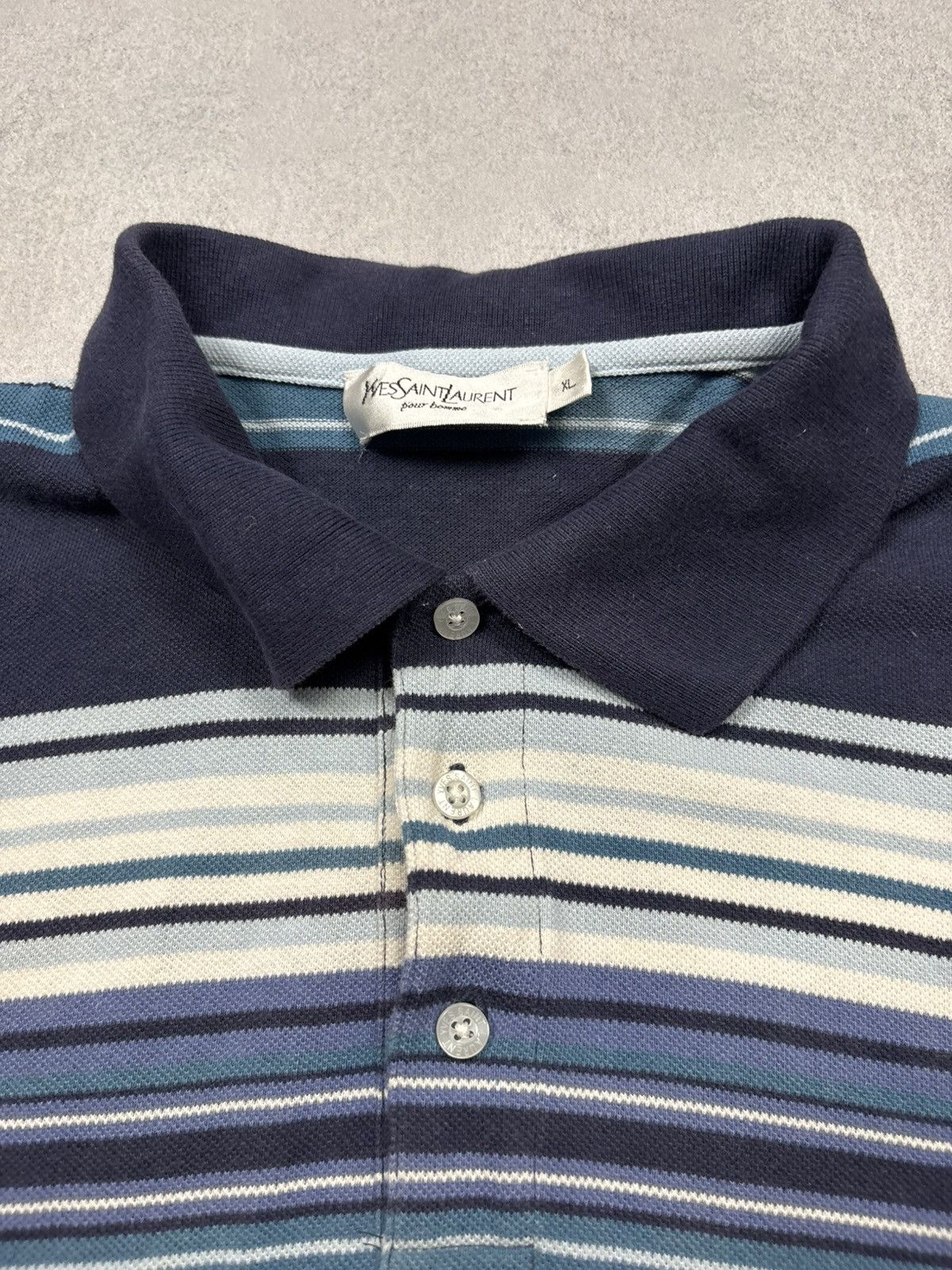 Yves Saint Laurent Vintage Yves Saint Laurent Pour Homme YSL Striped Polo Shirt Size US XL / EU 56 / 4 - 7 Thumbnail
