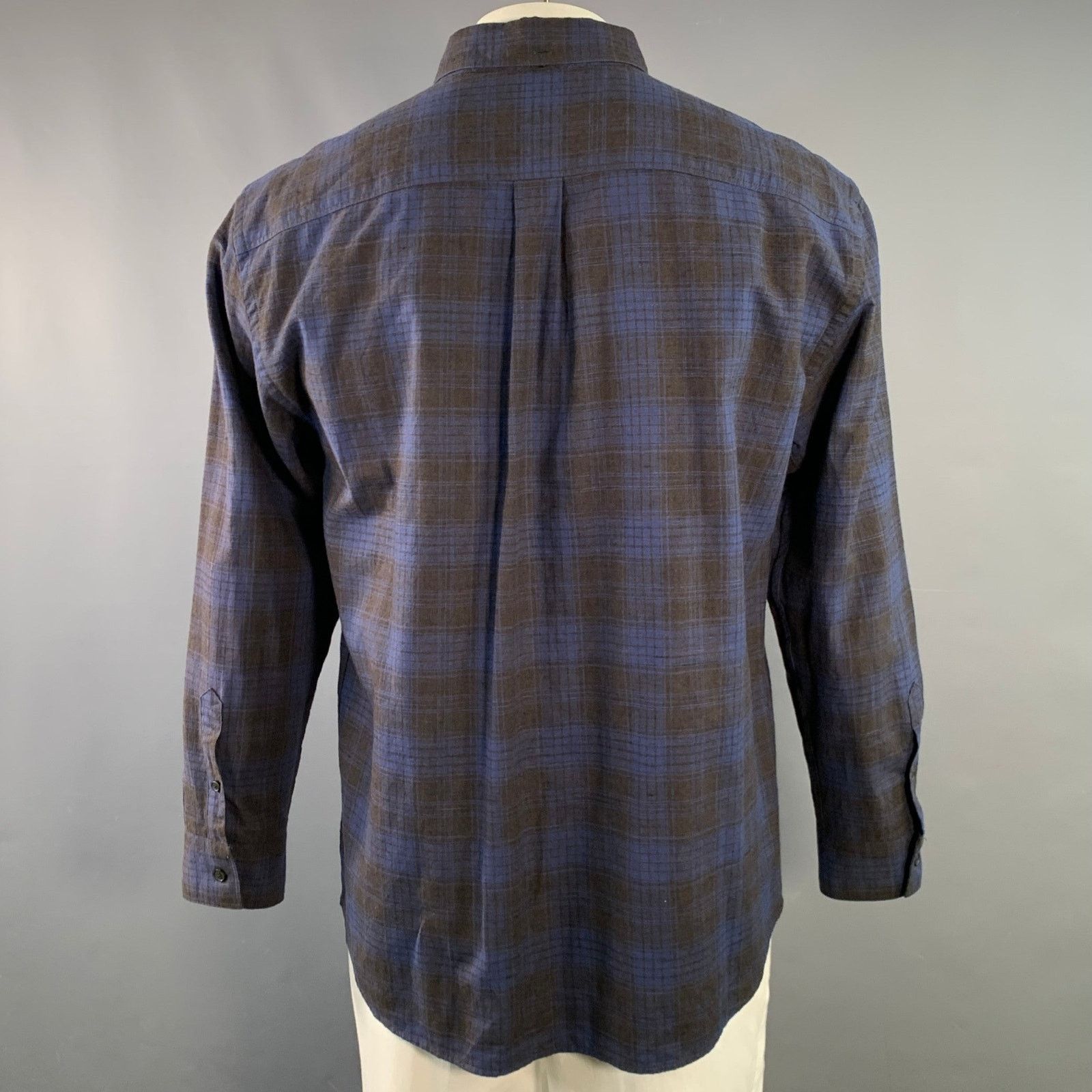 Billy Reid BILLY REID Size XL Navy Cotton One Pocket Long Sleeve Shirt Size US XL / EU 56 / 4 - 4 Thumbnail
