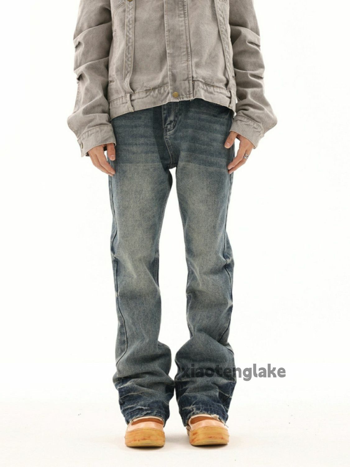 washed faded flared punk grunge gradient jeans