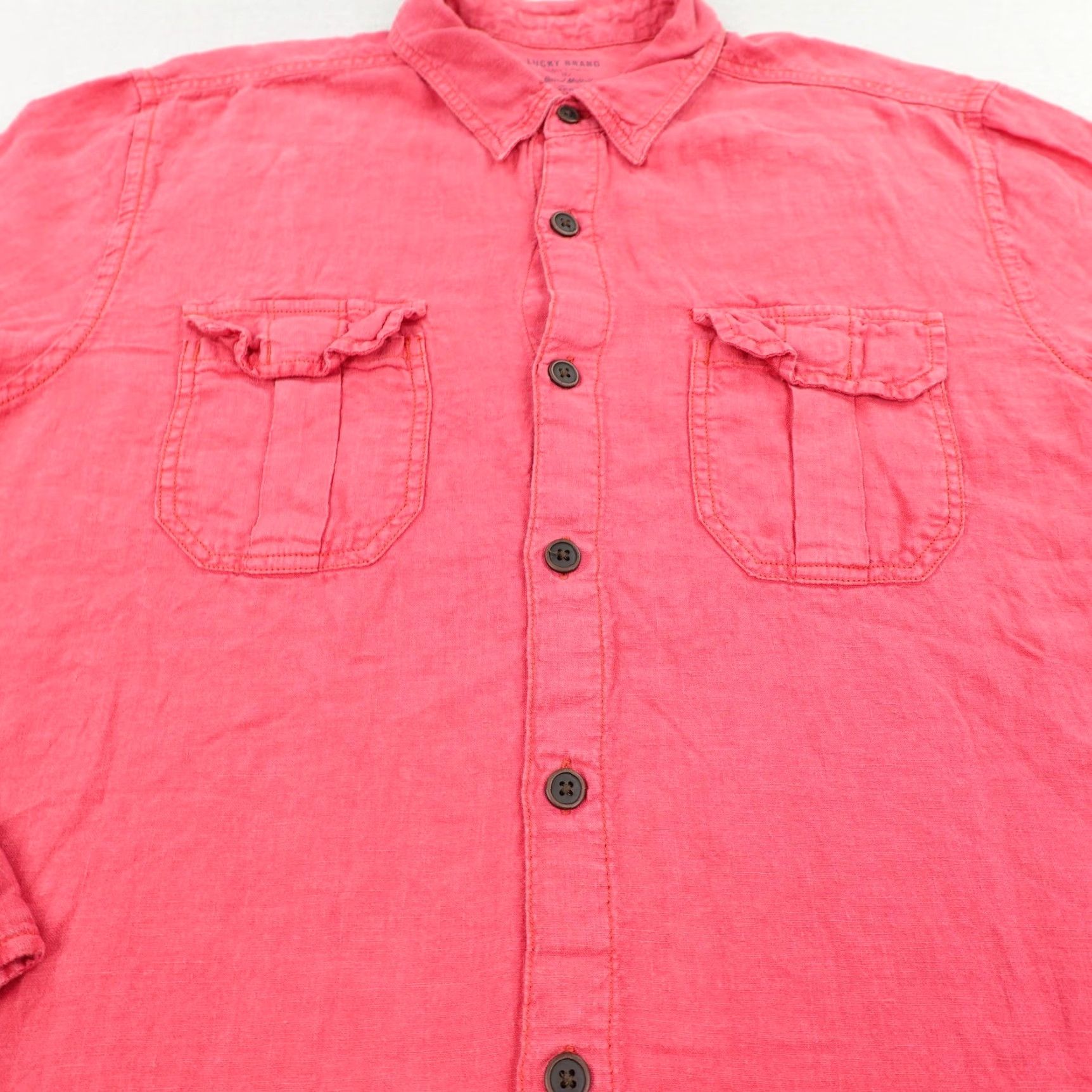 Lucky Brand Lucky Brand Men’s Pink Linen Button-Up Shirt Long Sleeve Regular Size Large Breathable Casual Size US L / EU 52-54 / 3 - 3 Thumbnail