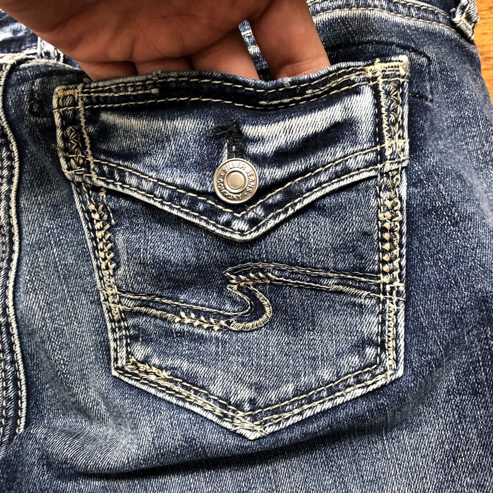 Silver Jeans Co. Silver Jeans Womens Jeans Elyse Slim Bootcut Mid Rise Blue Denim 29x31 Size 29" - 3 Thumbnail
