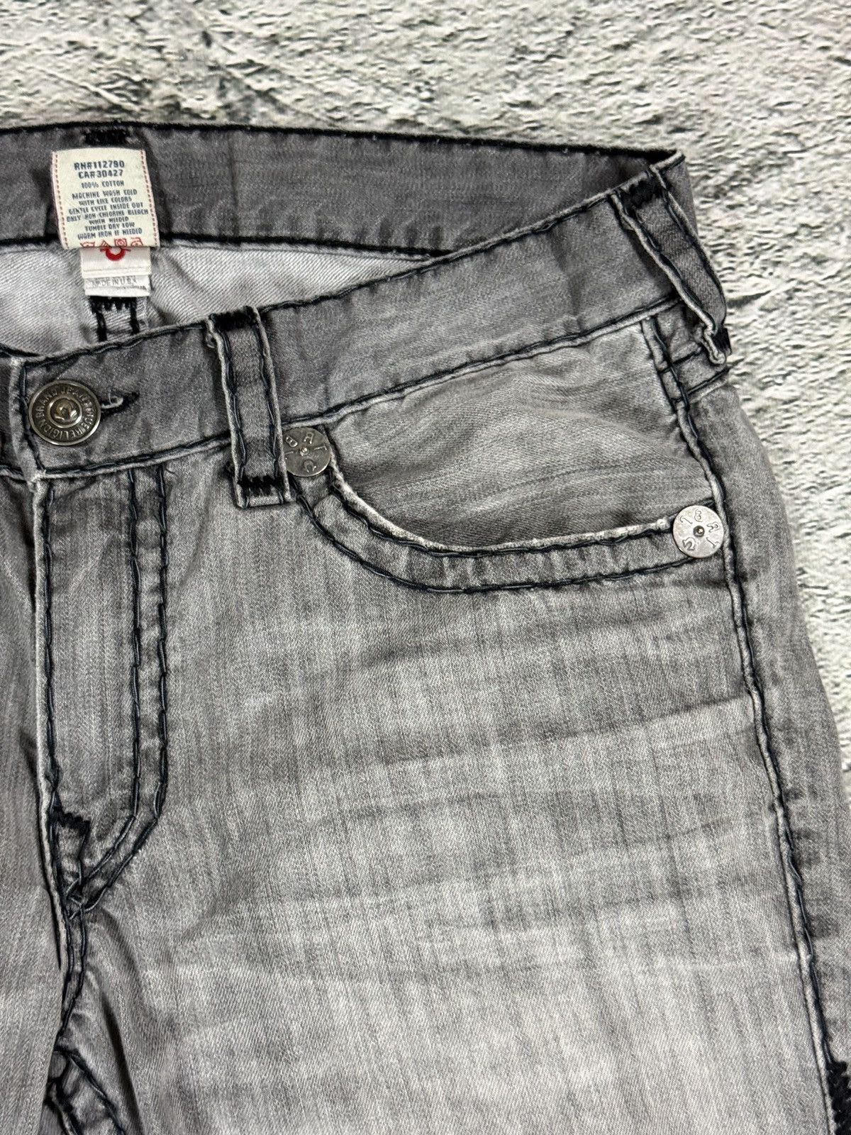 True Religion True Religion grey jeans black thick stitching Y2K Logan Size US 36 / EU 52 - 11 Thumbnail