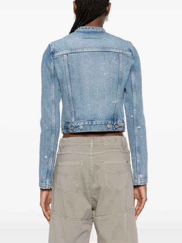 MM6 Collarless Cropped Painter Denim Jacket (Blue) Size S / US 4 / IT 40 - 13 Thumbnail