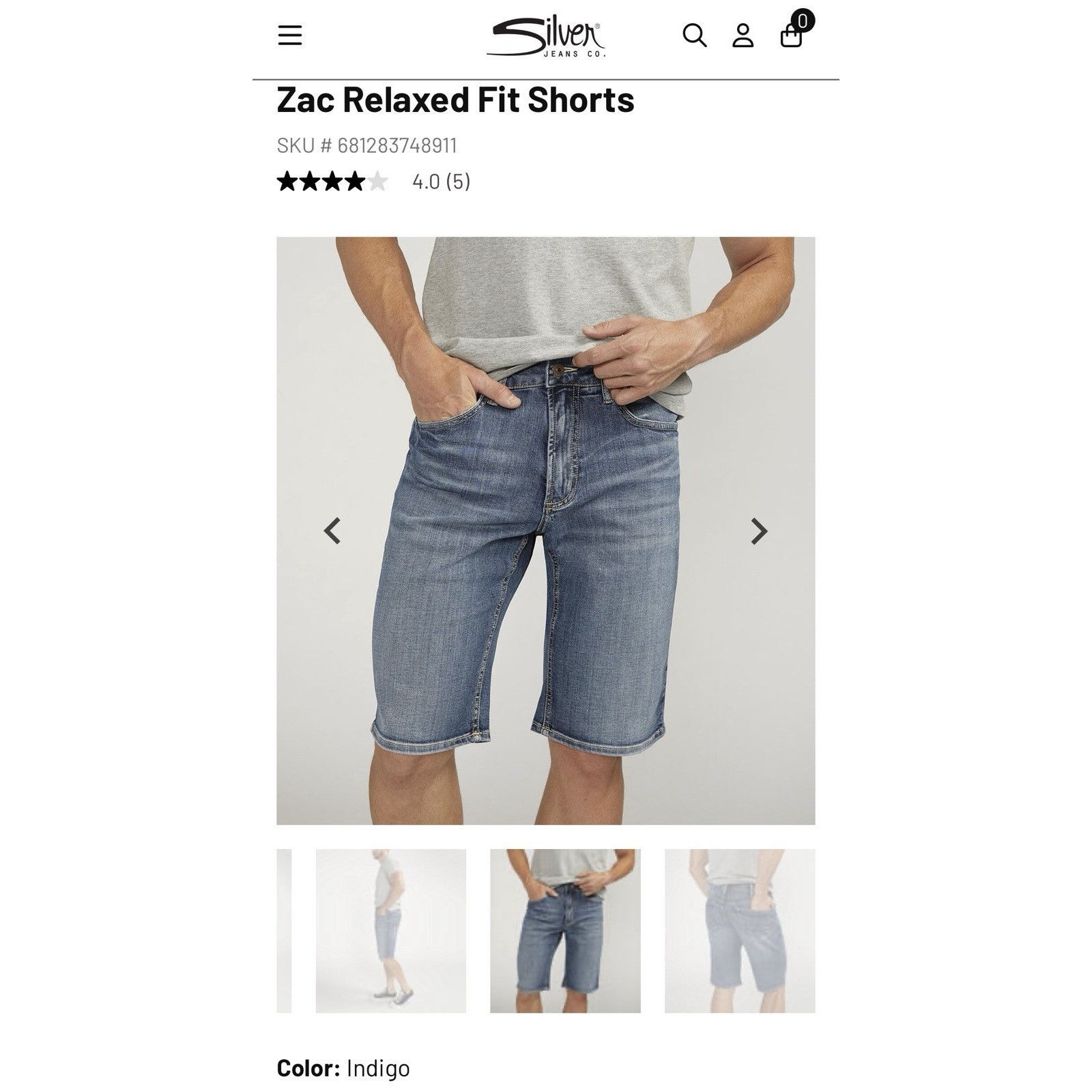 Other Silver Zac Relaxed Fit Shorts W 30 / L 12.5 - NWT! Size US 30 / EU 46 - 14 Thumbnail