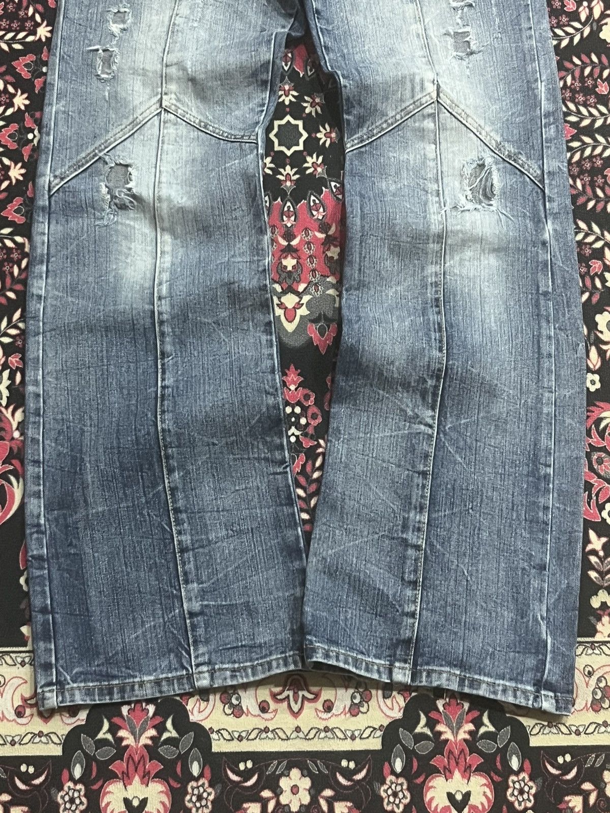 semanticdesign Semantic Design Light Blue Panel Distressed Flare Jeans Size US 32 / EU 48 - 8 Thumbnail