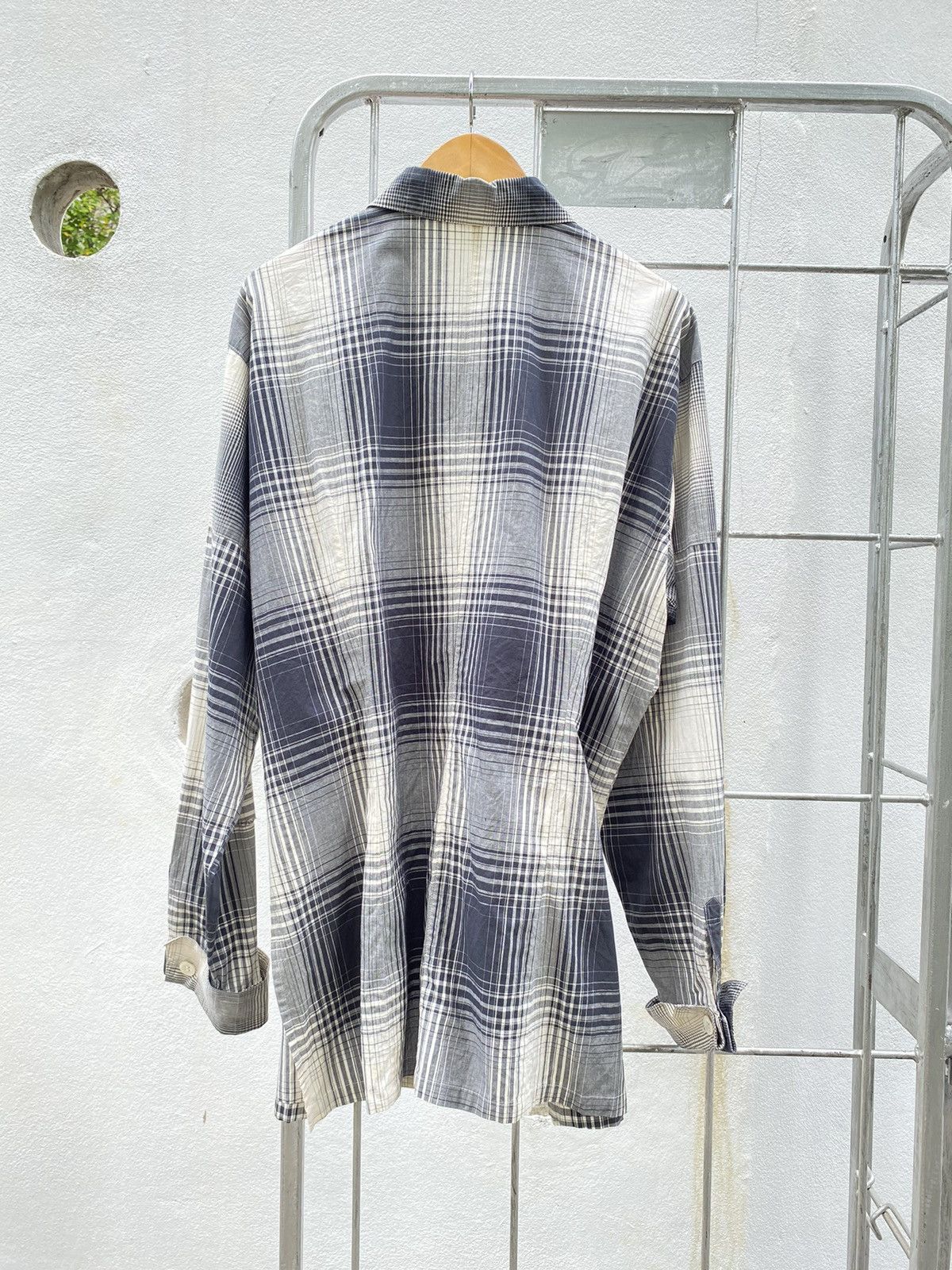 A.O. CMS × Japanese Brand A.O. O.A. Long Sleeve Black & White Plaid Shirt Dress Size L / US 10 / IT 46 - 9 Thumbnail