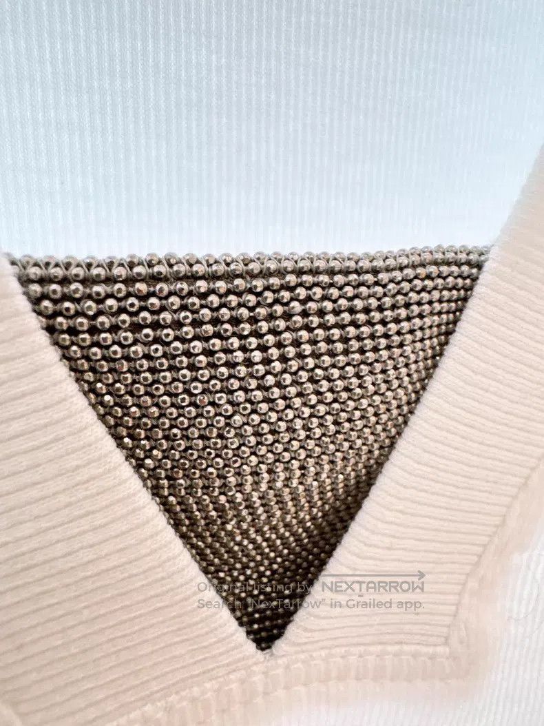 Brunello Cucinelli Brunello Cucinelli V-neck Beaded White Top Size XS / US 0-2 / IT 36-38 - 5 Thumbnail