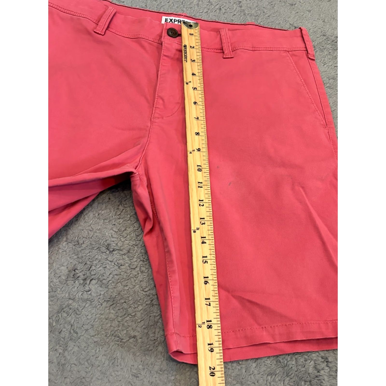 Express Express Slim Fit Chino Shorts Mens 32 Coral Red Flat Front Preppy Golf Size US 32 / EU 48 - 6 Thumbnail