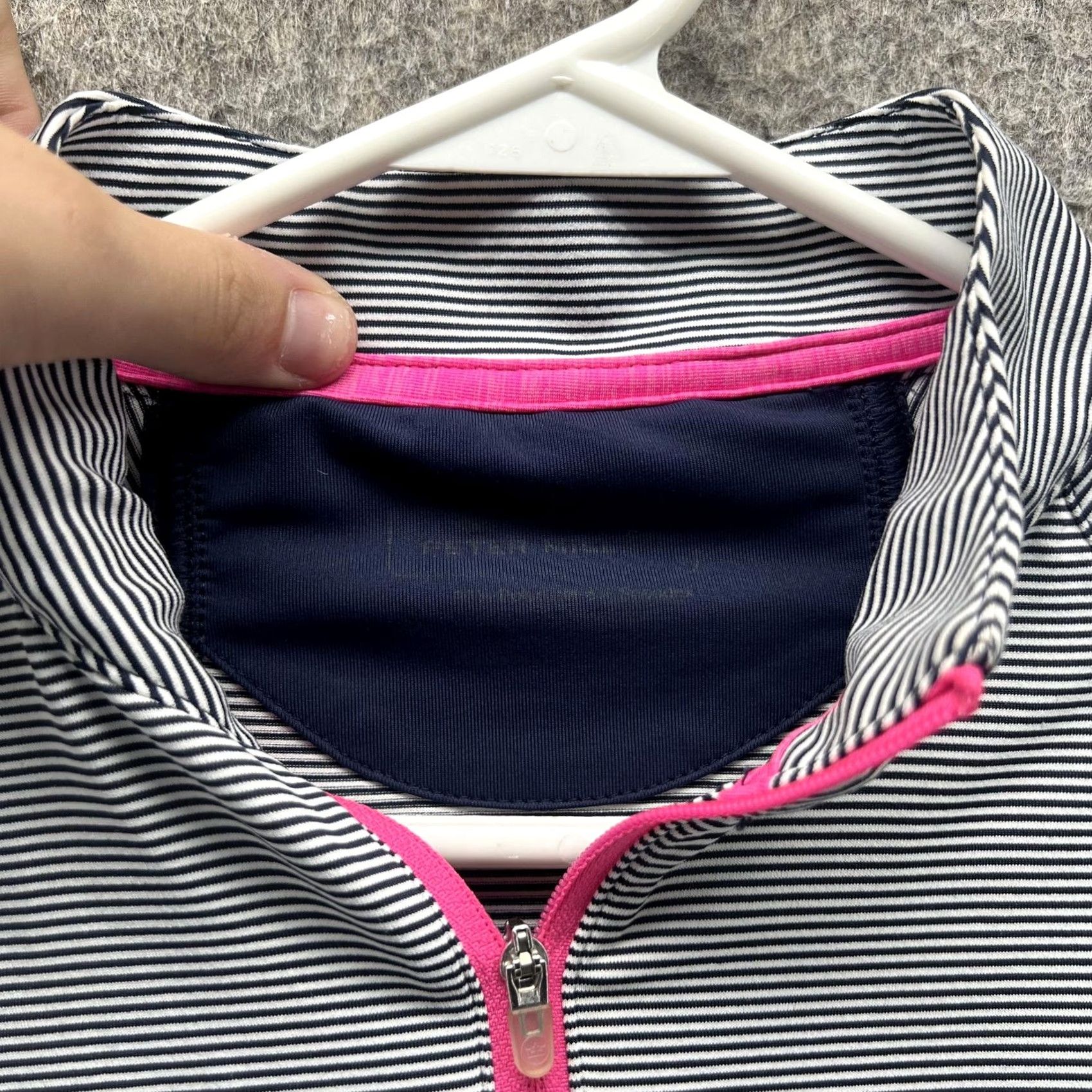 Peter Millar Peter Miller Pullover Womens Small Blue Pink Quarter Zip Striped 1/4 Zip Lightweight Athletic Casual Shirt Slim Fit Size S / US 4 / IT 40 - 2 Thumbnail