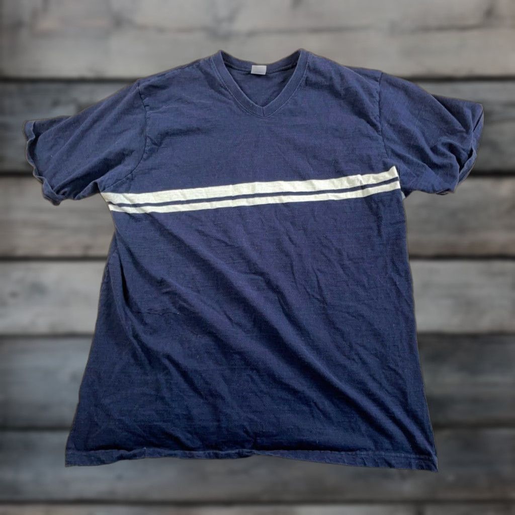 Cherokee VINTAGE Cherokee T-Shirt Striped V-Neck Dark Blue 2XL Men Retro 90s USA Made Punk Skater Shirt Size US XXL / EU 58 / 5 - 1 Thumbnail
