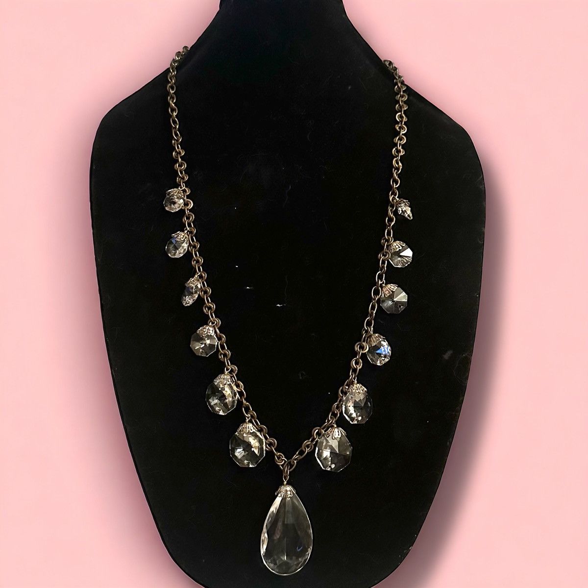 Vintage Vintage signed bronze tone chunky crystal dangle necklace Size ONE SIZE - 1 Thumbnail
