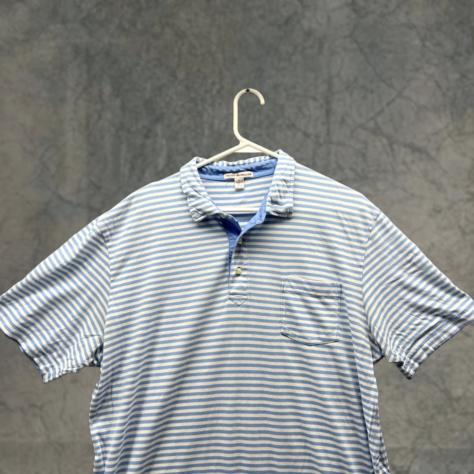 Peter Millar VINTAGE Peter Millar Shirt Mens L Blue Polo Pocket Striped Casual Preppy Pima Cotton Golf Size US L / EU 52-54 / 3 - 1 Thumbnail