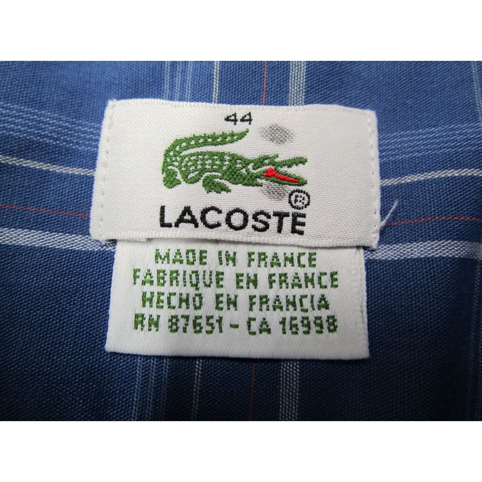 Lacoste VINTAGE Lacoste Shirt Men XL Blue Check Long Sleeve Button Down Casual Cotton Made in France Size US XL / EU 56 / 4 - 3 Thumbnail