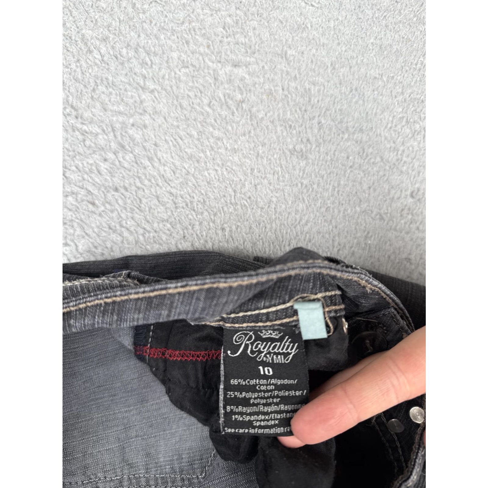 Vintage YMI Royalty Jeans Womens 10 Mid Rise Straight Charcoal Wash Rhinestone 30x32 Size 32" / US 10 / IT 46 - 6 Thumbnail