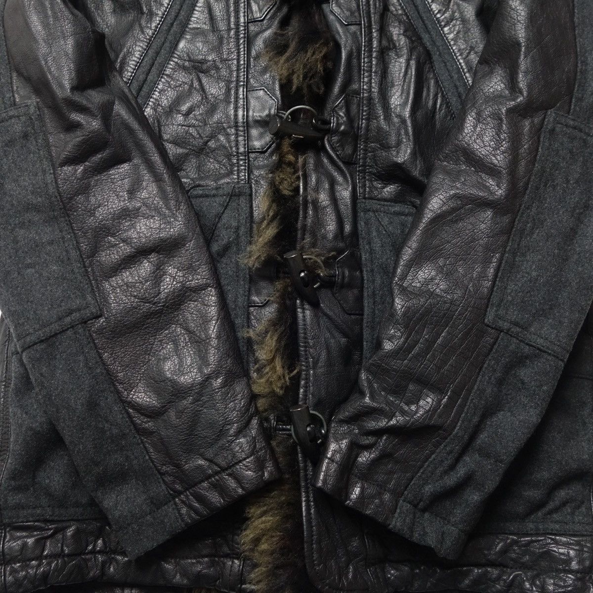 Emporio Armani FW2008 EMPORIO ARMANI Buffalo Fur Leather × Wool Long Jacket Size US M / EU 48-50 / 2 - 7 Thumbnail