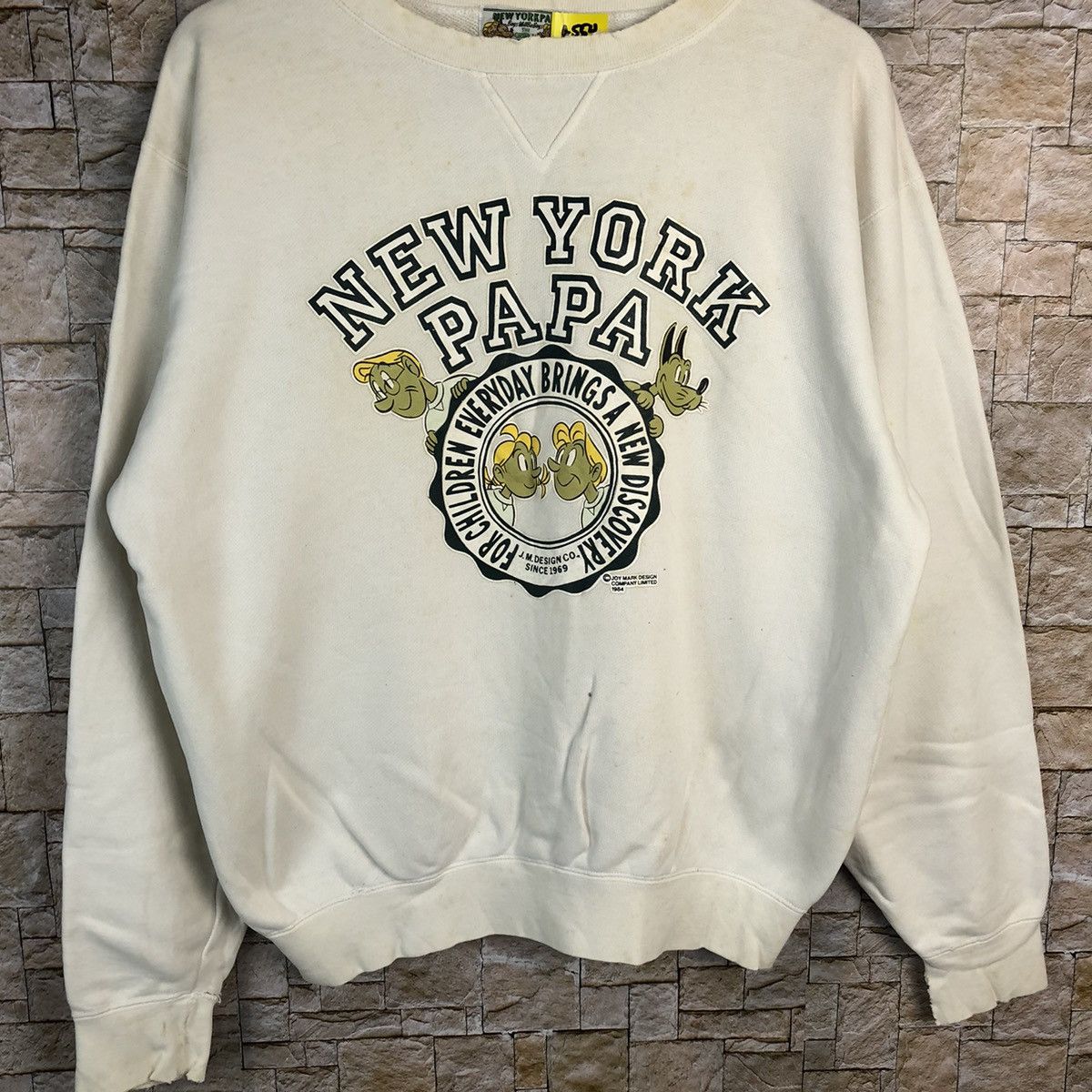 Vintage 1984 New York Papa vintage White Sweatshirt #A554 Size US M / EU 48-50 / 2 - 3 Thumbnail