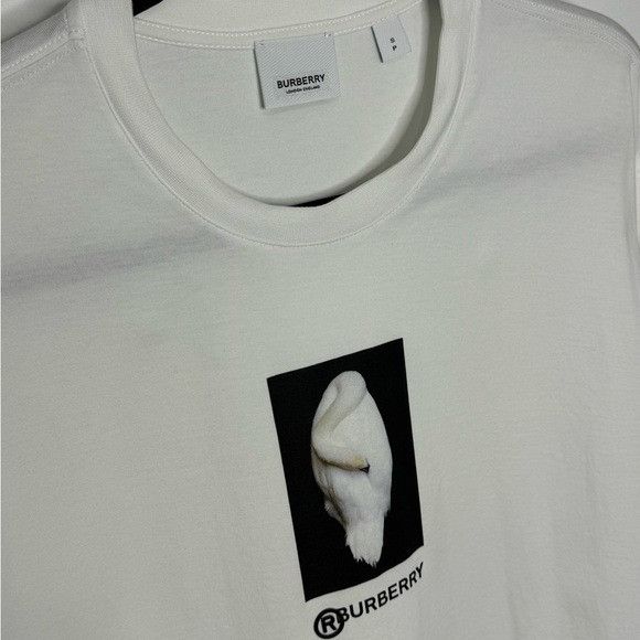 Burberry Burberry Montage Swan Print Cotton T-Shirt White Men’s Small Size US S / EU 44-46 / 1 - 2 Thumbnail
