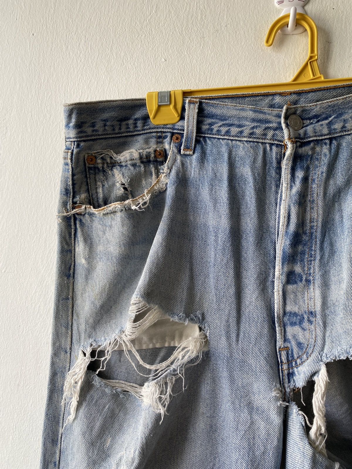 Levi's Vintage 90s Levi’s 501 Distressed Trashed Denim Size US 35 - 8 Thumbnail