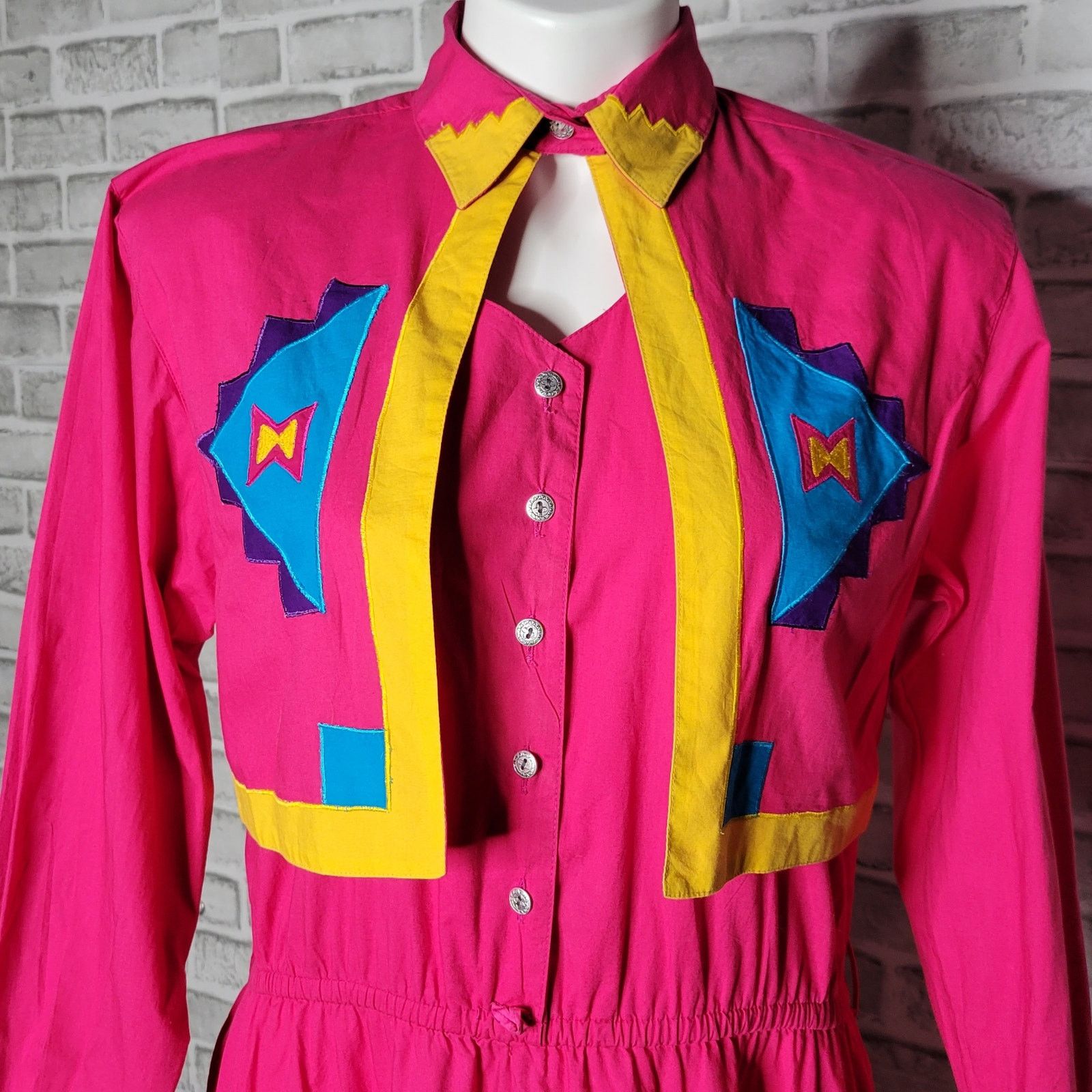 Vintage Vintage Southwest Maxi Western Dress Attached Bolero Jacket Size S / US 4 / IT 40 - 5 Thumbnail