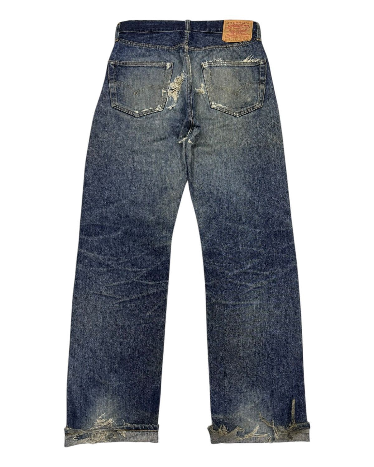 Levi's THRASHED Levis 501 Big E Selvedge Crash Denim Jeans Size US 31 - 2 Thumbnail